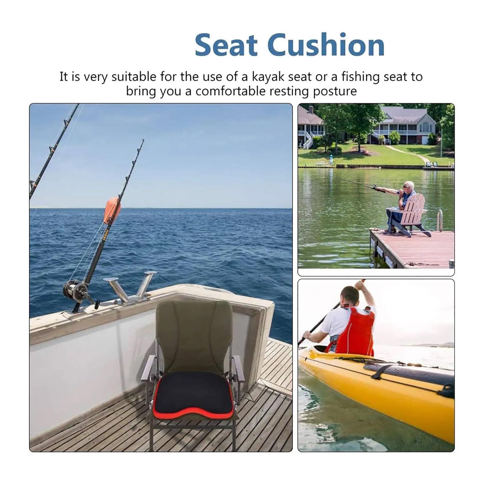 Bootssitz 38X32cm Kajak Weiche Sitzkissen Pad Kanu Fischerboot Komfortable EVA Kissen Sitz Gepolstert For Boot
