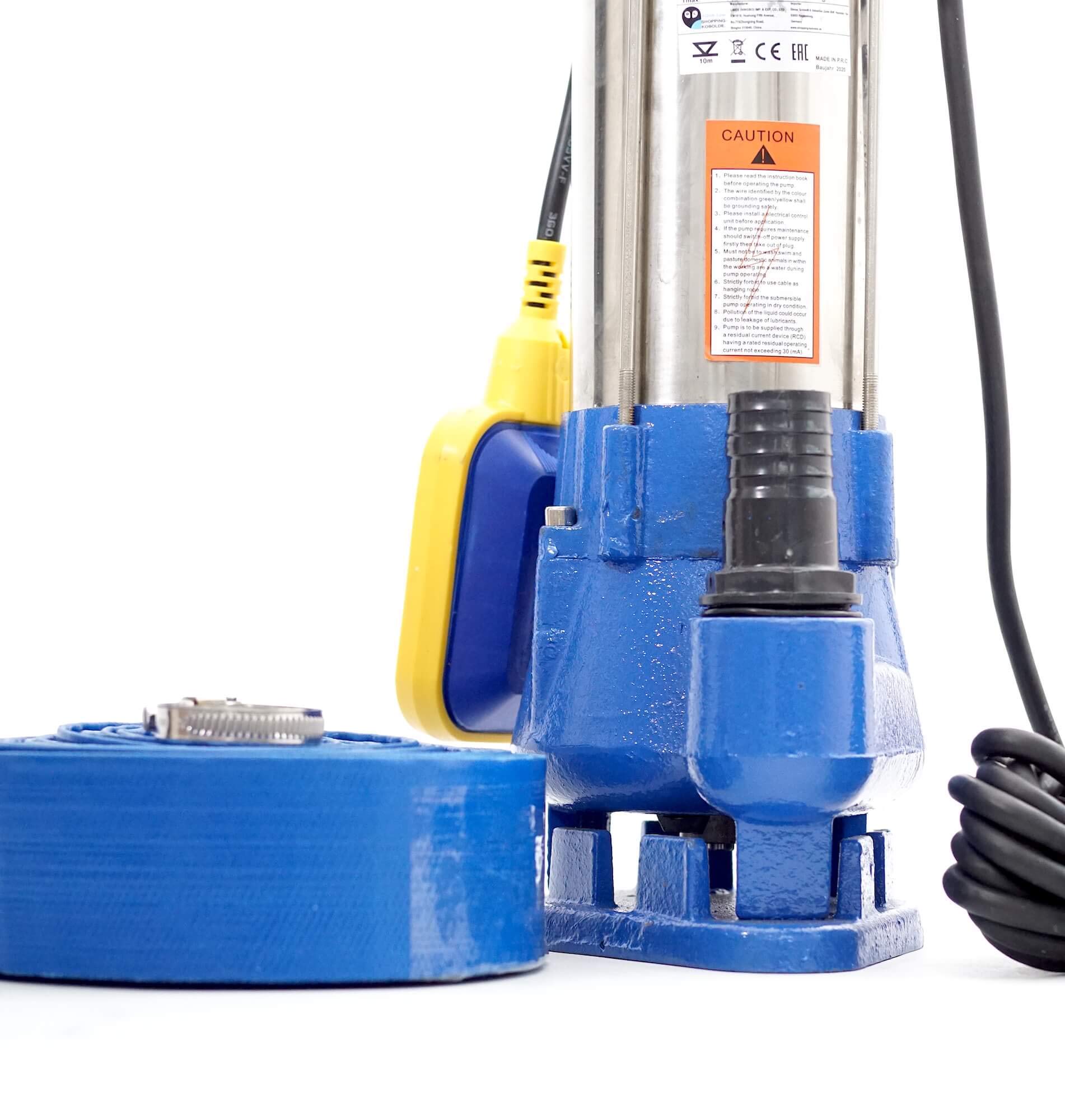 370W Fäkalienpumpe Schmutzwasserpumpe Tauchpumpe Abwasserpumpe mit Schneidwerk + Trockenlaufschutz + Überspannungsschutz + 10m Schlauch