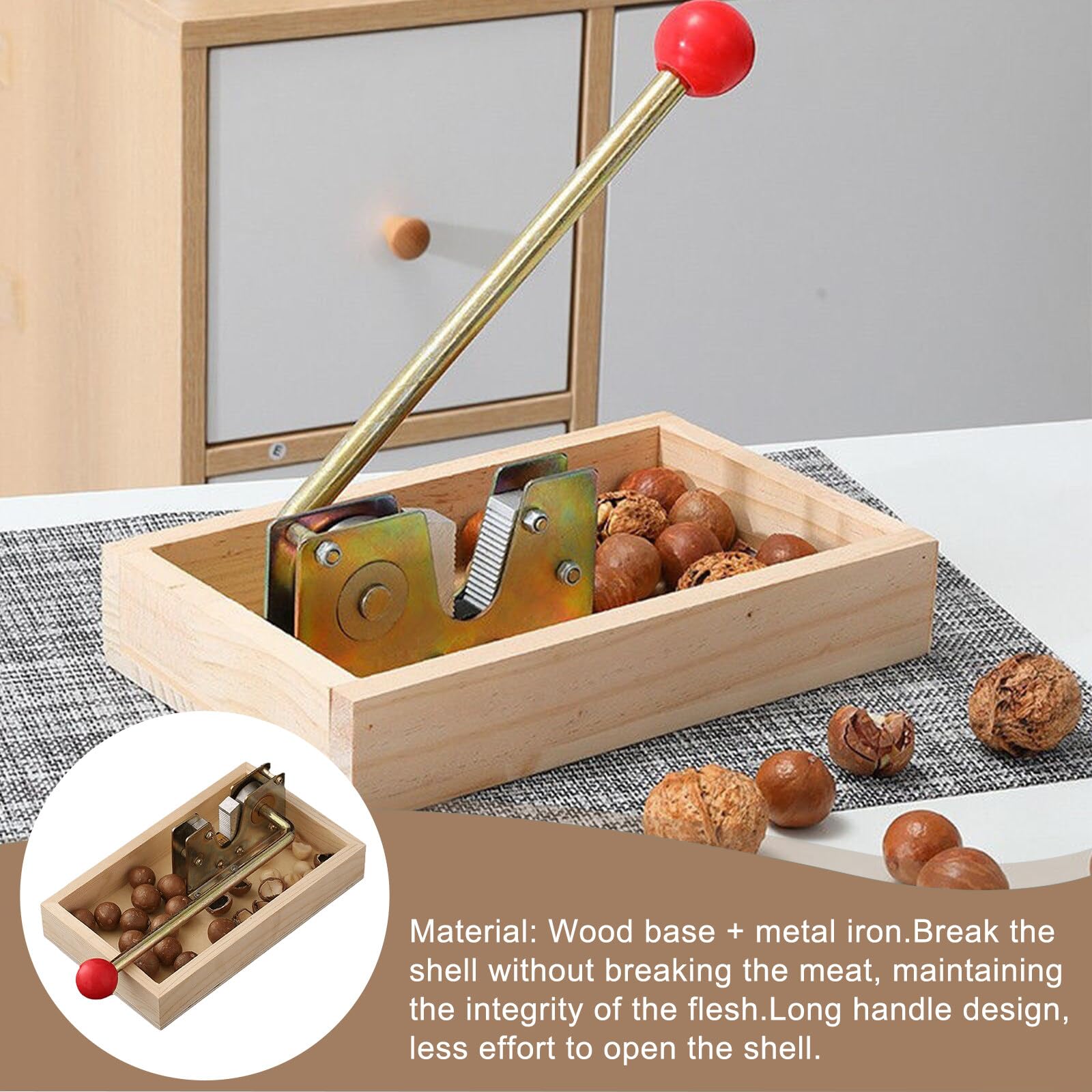 Schiaccianoci In Acciaio Con Vassoio Legno Cozlly | Regolabile Per Noci, Mandorle, Nocciole - Foto 8