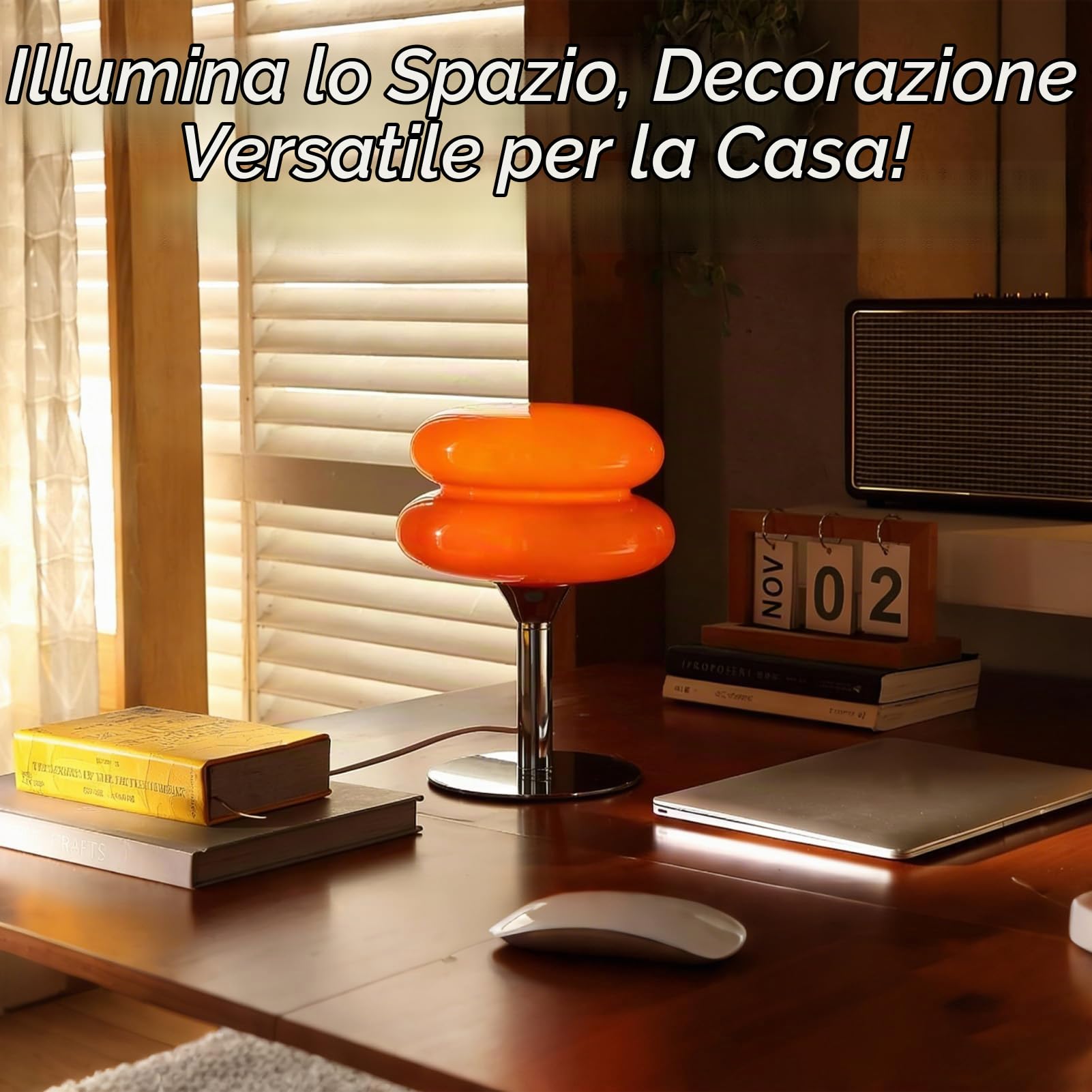 Simpatica Lampada da Tavolo in Cristallo a Forma di Torta, Luce Soffusa a Basso Consumo e Facile Utilizzo per Lampada da Comodino in Camera da Letto (ORANGE)