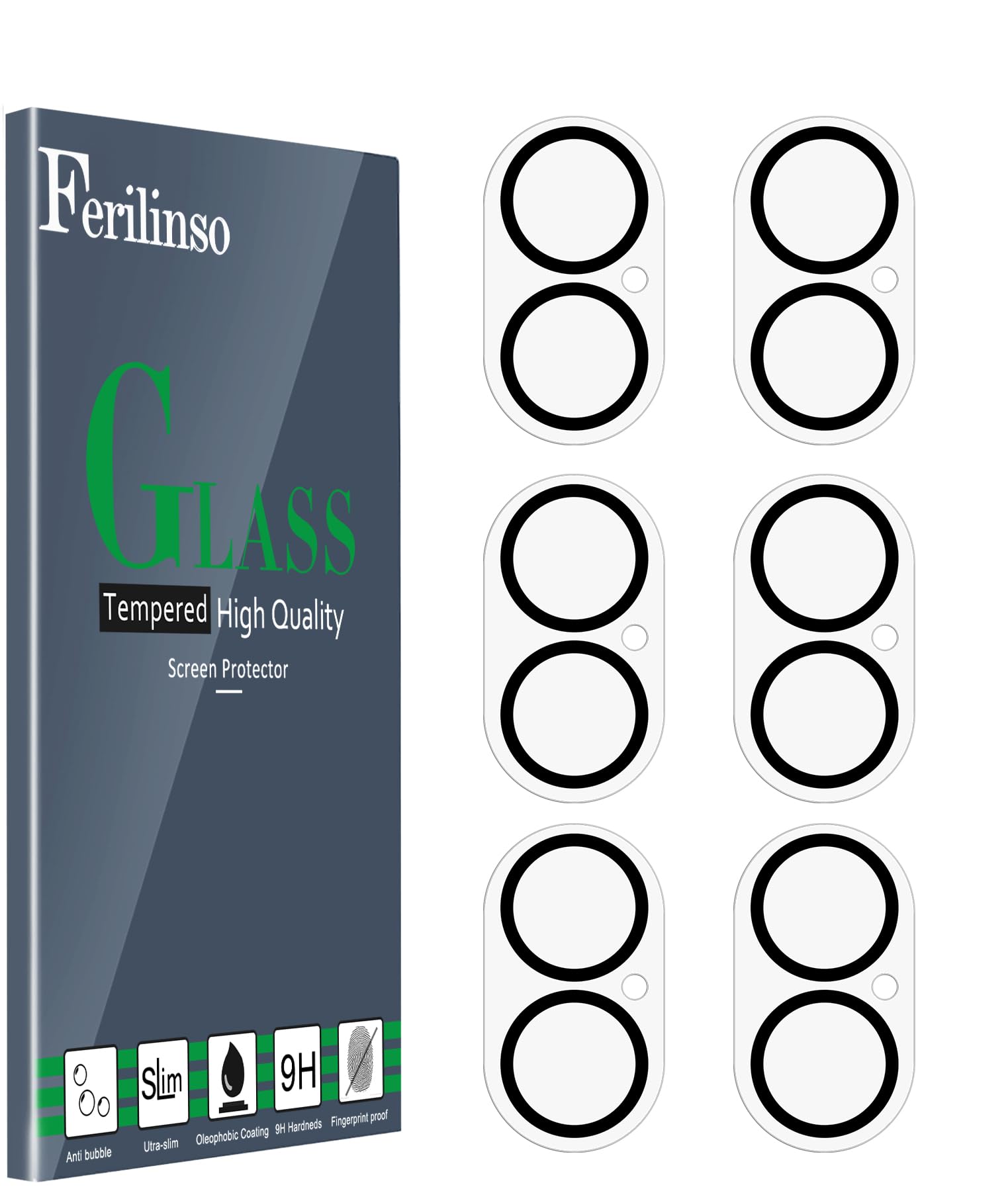 Ferilinso 6 Pack Camera Lens Protector for iPhone 17 / iPhone 16 / iPhone 16 Plus [Phone Case 17 Friendly], Accessories Camera Screen Protector