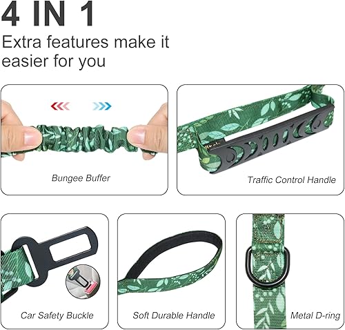 Miniatura 4 de Hotsky Correa táctica para perro resistente para perros medianos y grandes que tiran, 4-6 pies, fuerte bungee que absorbe los golpes, correa para