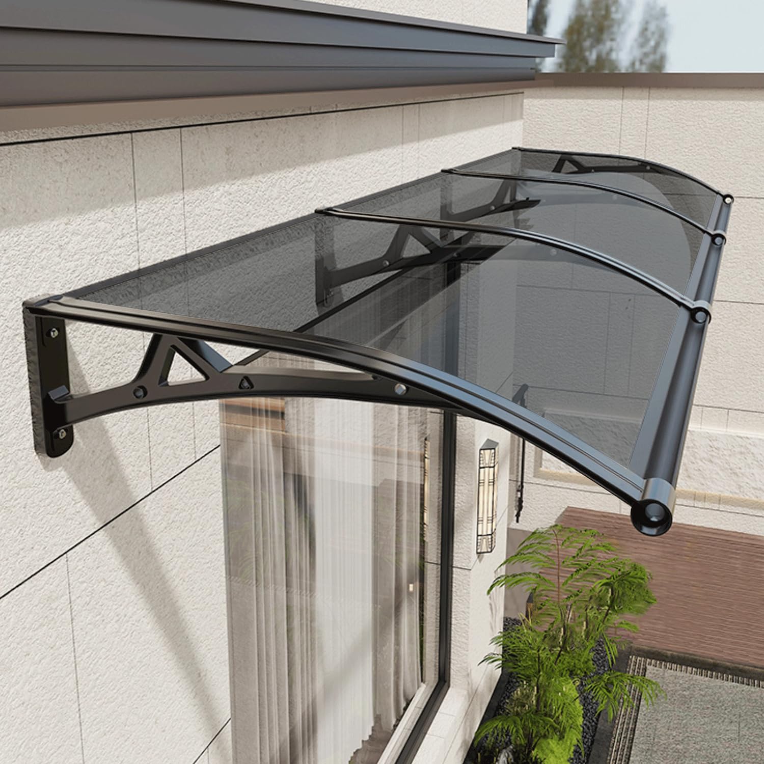 Awning for Door Entrance, Window Awnings Exterior with Aluminum Bracket, UV, Rain & Snow Protection, Durable Polycarbonate Canopy for Entrance,