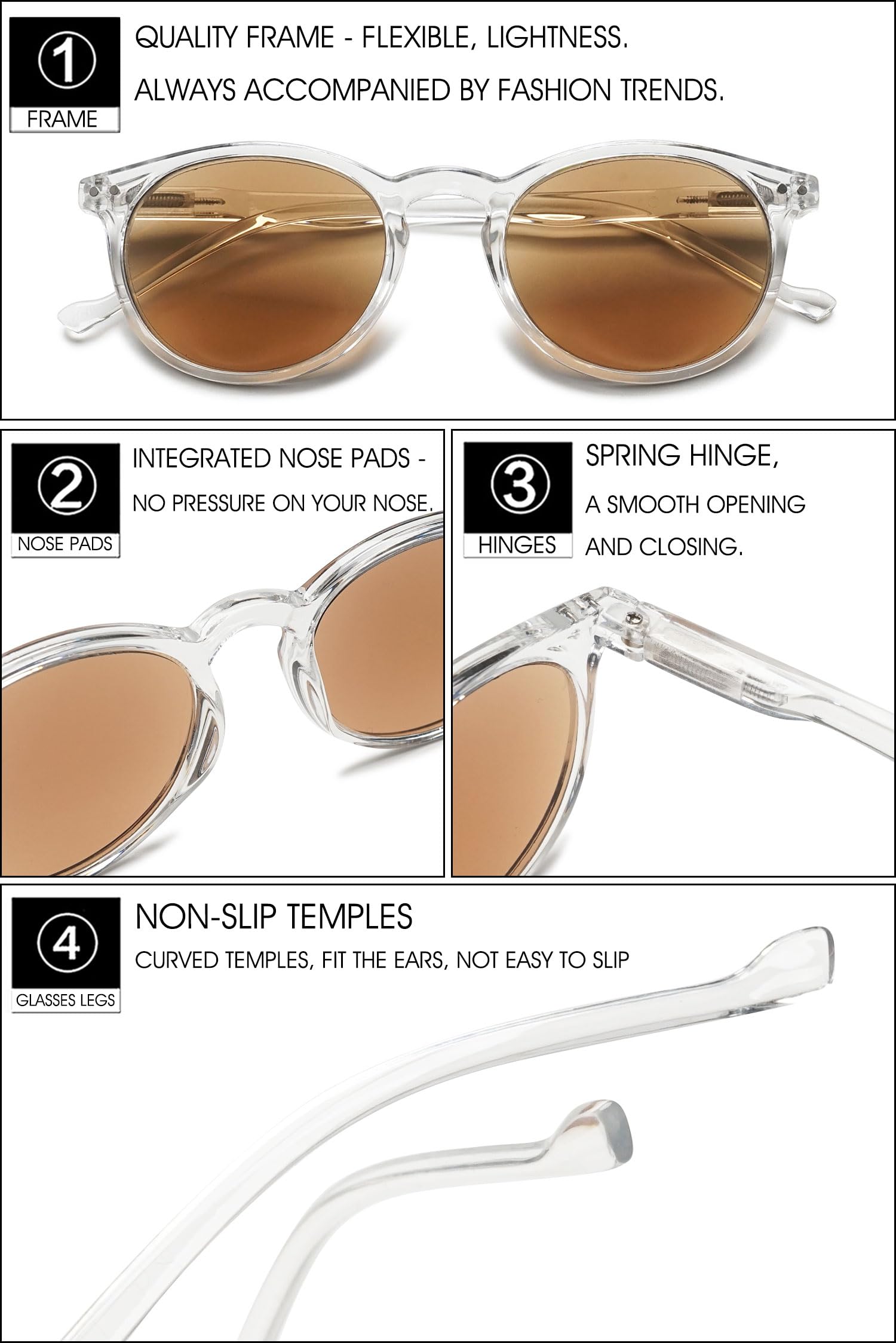 VEVESMUNDO Getönt Lesebrille Sonnenlesebrille Sonnenschutz Sonnenbrille mit sehstärke Damen Herren