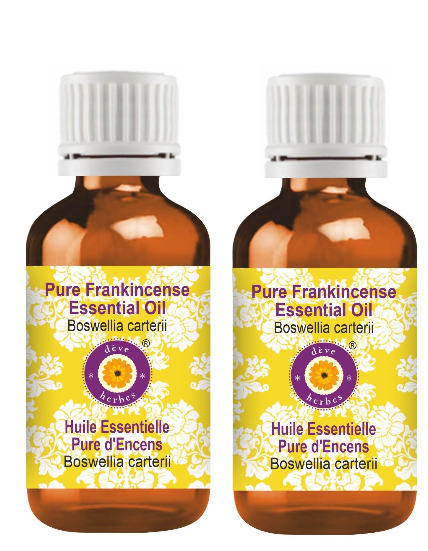 Deve Herbes Pure Frankincense Essential Oil (Alpha Thujene 70%) Boswellia serrata 100% Natural Therapeutic Grade Steam Distilled 100ml x 2 (6.76 oz)