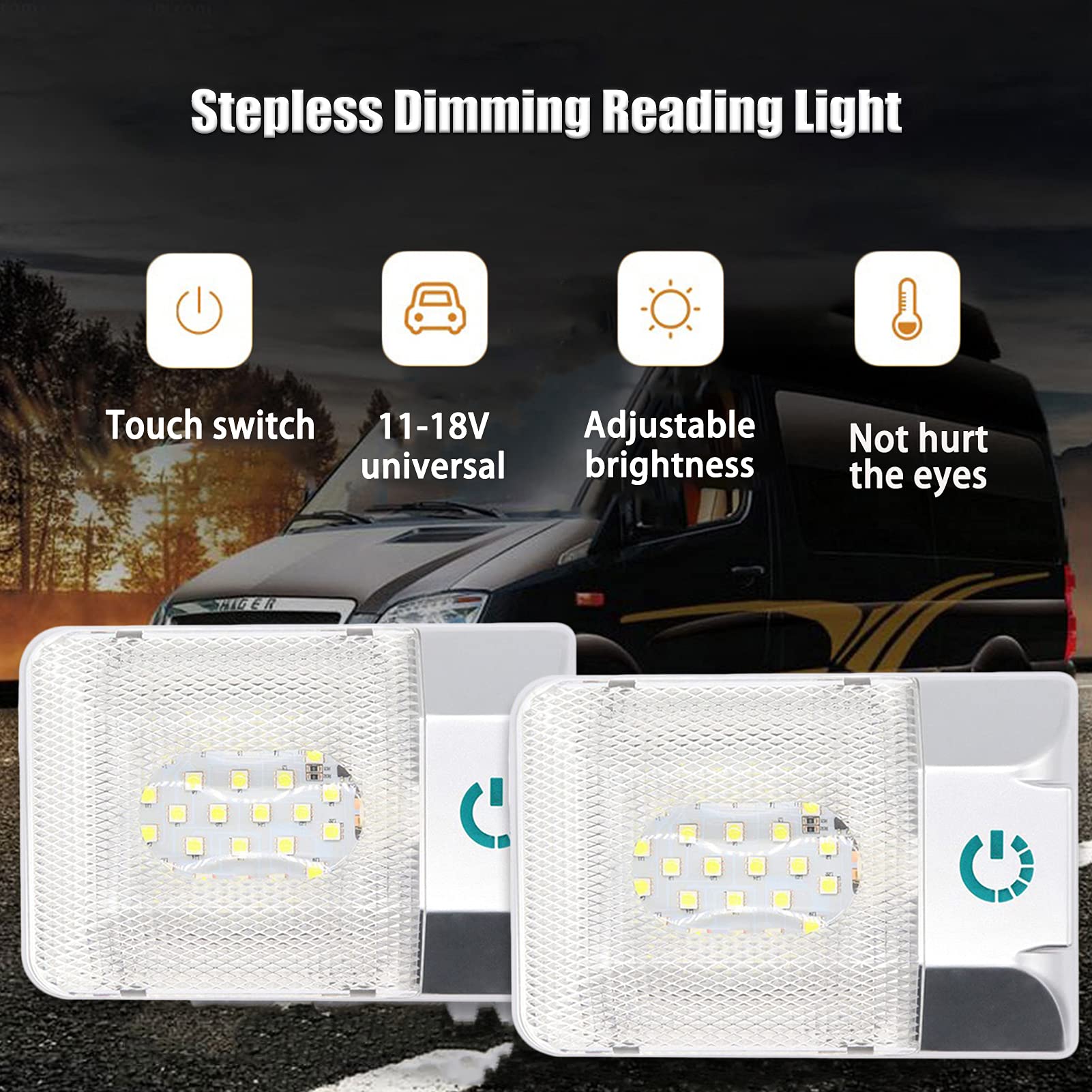 Luci Interne a LED per Camper 12v Dimmerabili, Plafoniera per Camper con Pulsante Tattile 3.6w 6000k Illuminazione per Camper per Barche Illuminazione per Rimorchi di Ricambio,2pc,Single Lamp