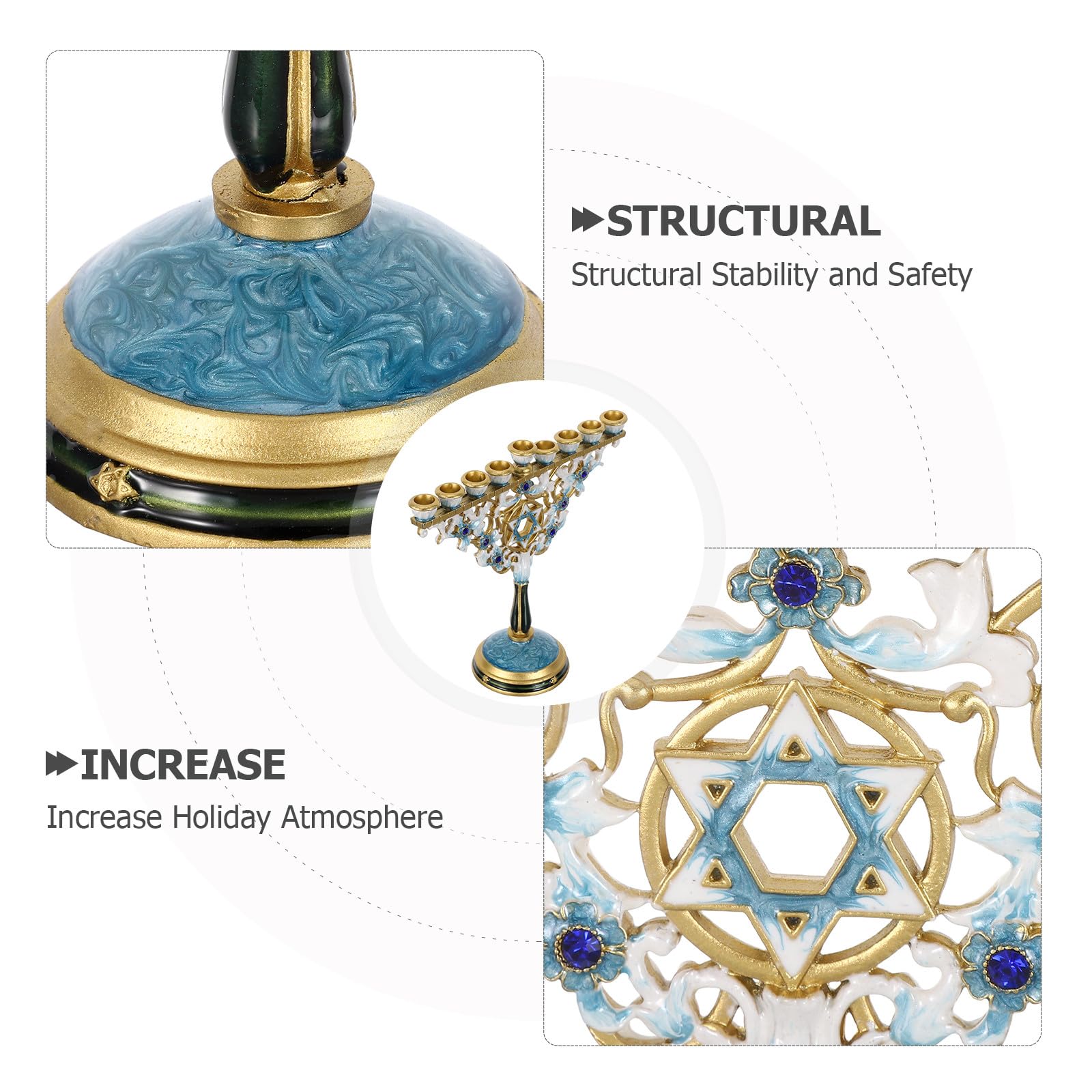 DOITOOL Portacandele decorativo per Menorah di Hanukkah a 9 rami per la cerimonia di Chanukah - Portacandele a 9 bracci per la cerimonia di di candela
