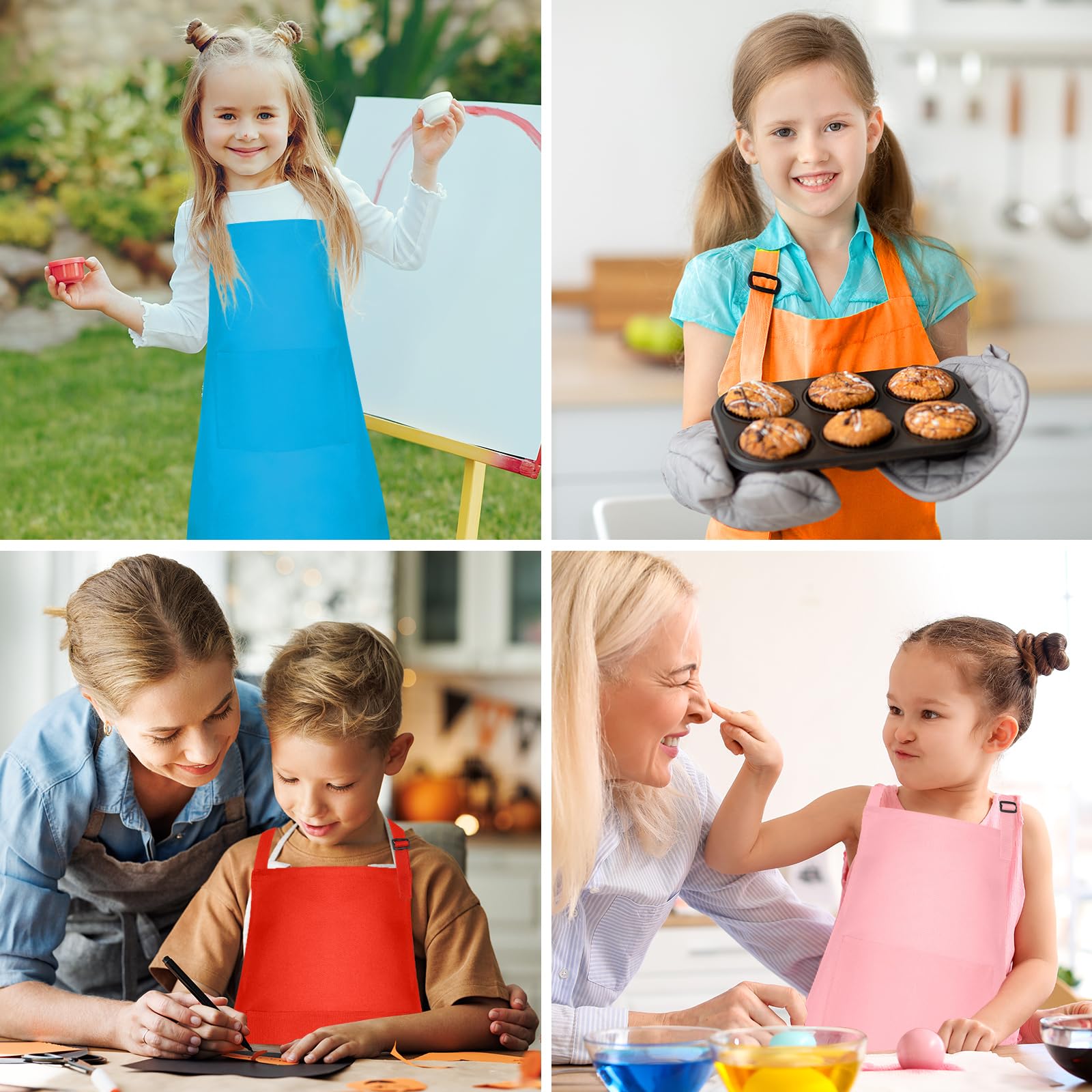 Tablier réglable pour enfants avec 2 poches pour enfants - Tablier de chef pour la cuisine et la pâtisserie