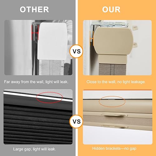 Miniatura 3 de Persilux Persianas Opacas de Tamaño Personalizado de Arriba Hacia Abajo y de Abajo Hacia Arriba para Ventanas, Persianas Celulares sin Cordón,