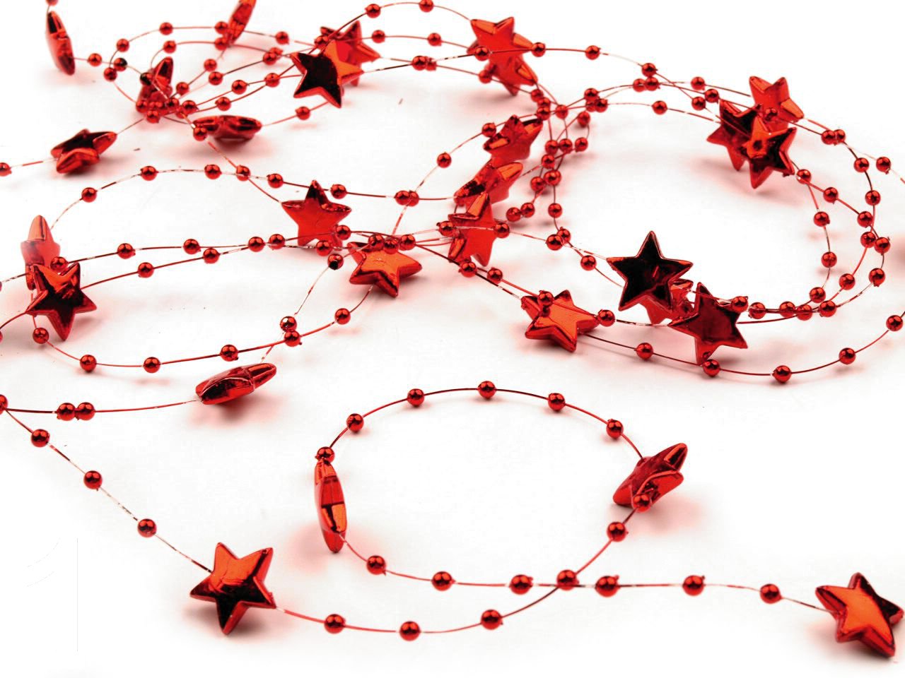 Schnoschi 60m rot Sterne Perlenband Perlenkette Perlengirlande Perlenschnur Weihnachten Advent Deko Perlen Tischdeko Meterware