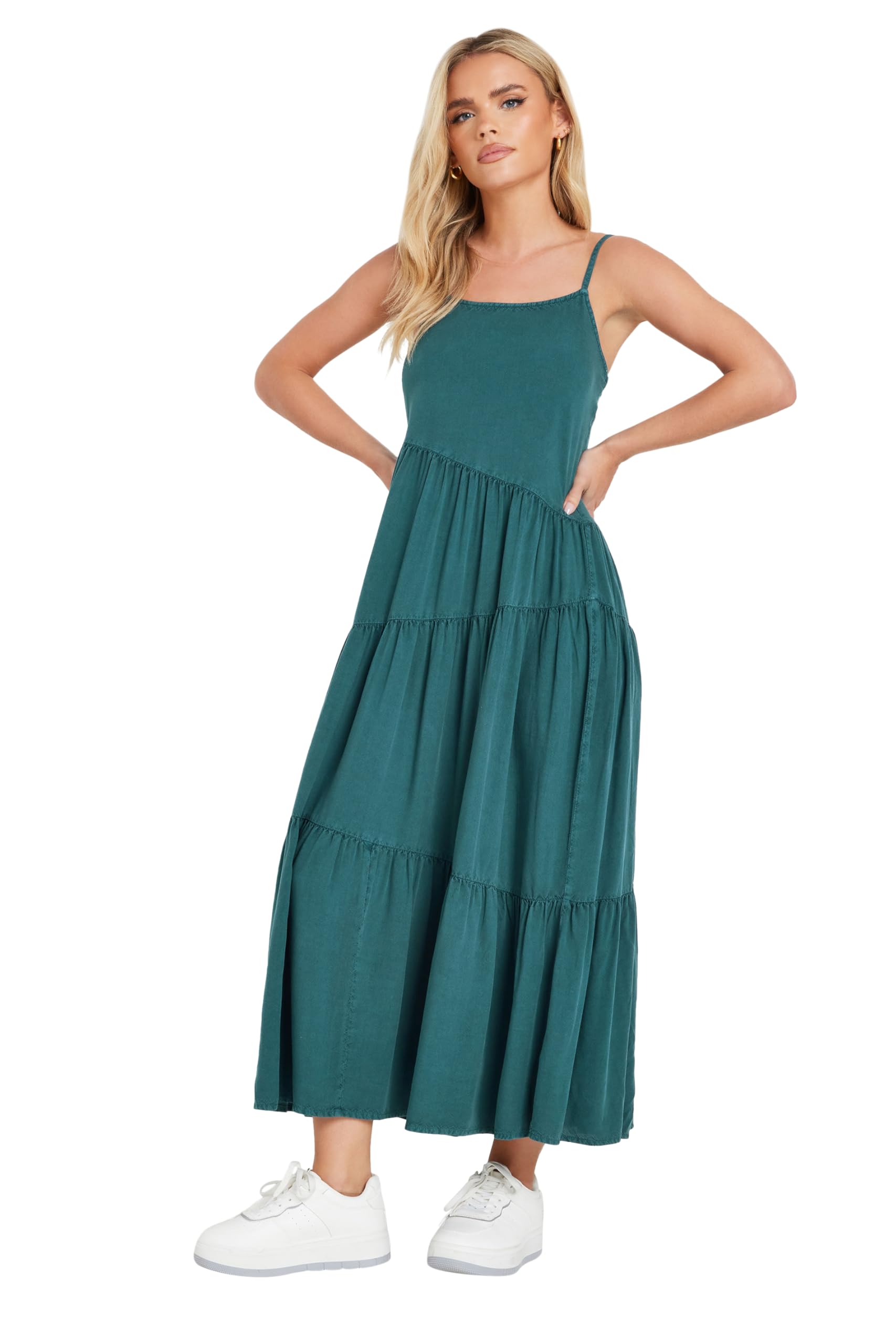 Pixiegirl Women's Teal Petite Acid Wash Asymmetric Dress In | Size: 12