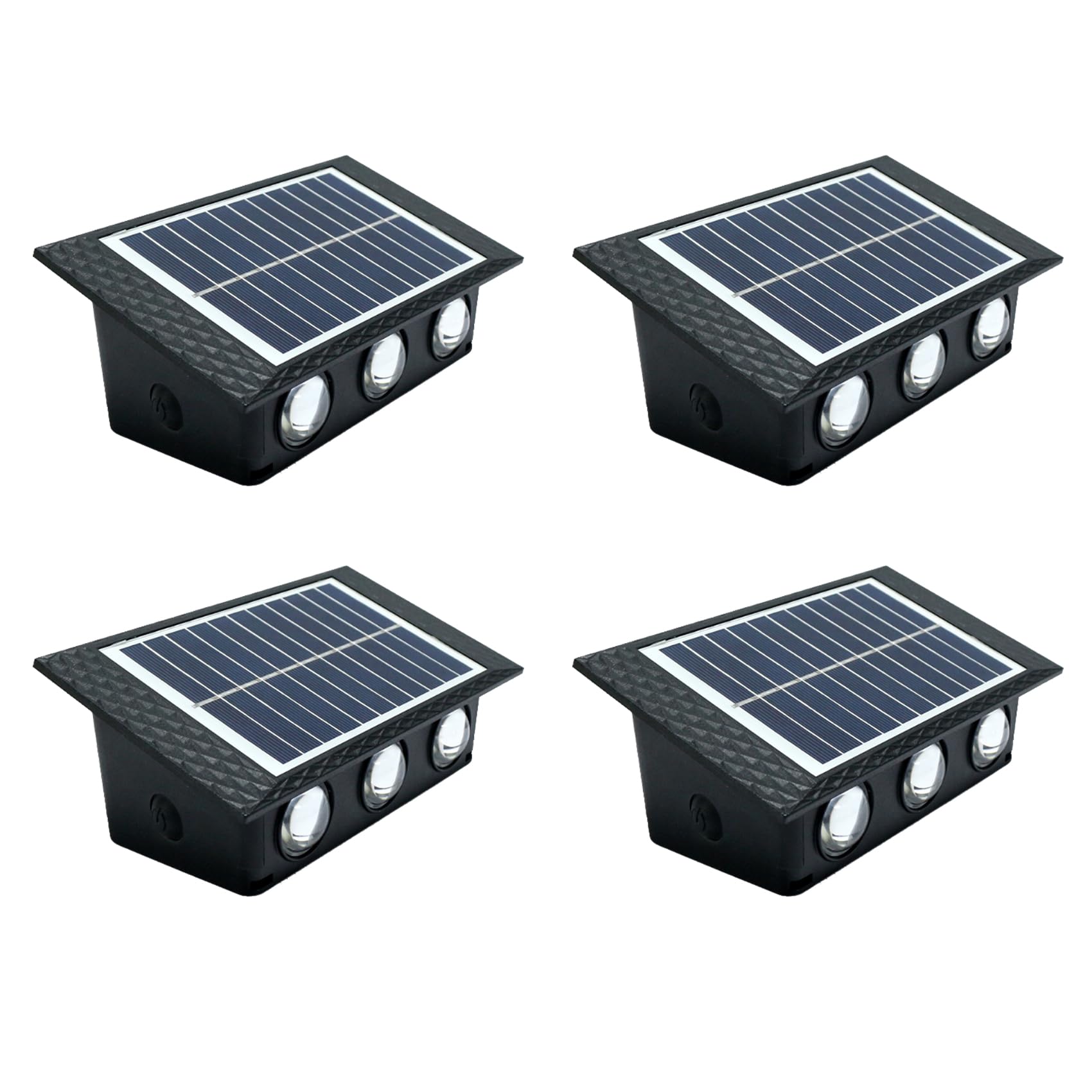 Luces Solares Exterior con 6 LED RGB, 4 Colores Fijos y Cambio de Color Gradual, Apliques de Pared Up & Down IP65, Lámpara Decorativa para Jardín y Terraza, Pack de 4