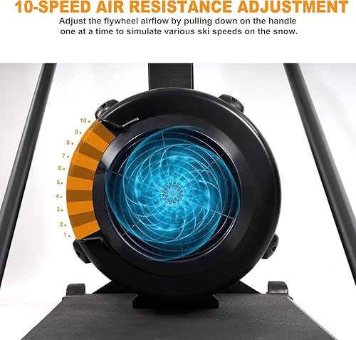 Miniatura 3 de Fitvids Máquina de esquí, máquina de resistencia al viento aeróbica montada en la pared interior, máquina de esquí con pantalla LCD, equipo de