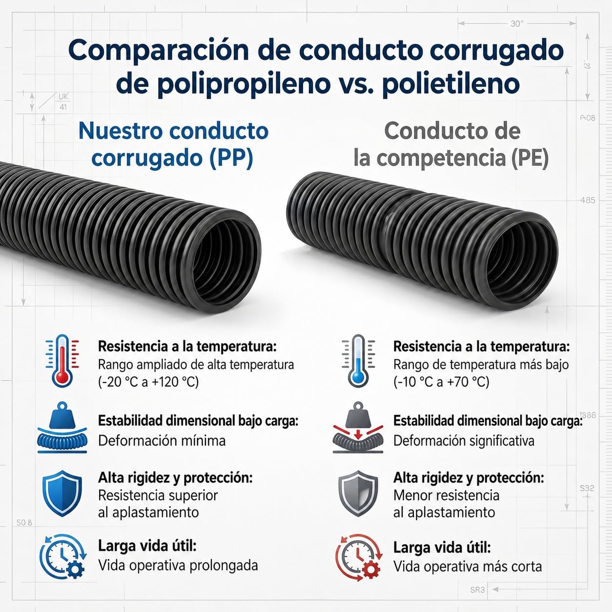 AUPROTEC Tubo Corrugado sin Ranura 2 a 50 m/Conducto para Cables subterráneos/Resistente a los Rayos UV/Manguera Protectora de Cables Negro - Diámetro Interior 29 mm, Longitud 2 m - 3