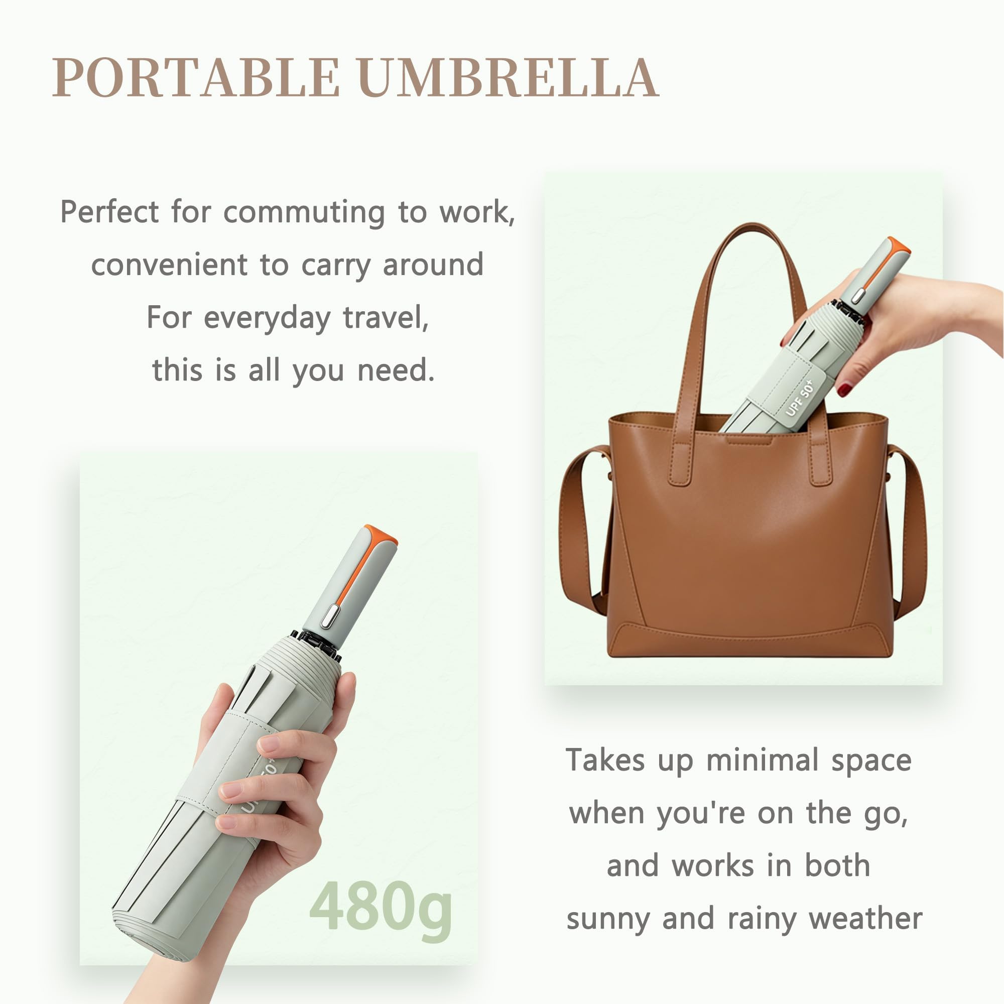 erised's bifrost Automatico Ombrello Pieghevole/Rivestimento Teflon/UPF 50/Sole Pioggia/10 Stecche Rinforzate/Pieghevole Compatto/Portatile/Da Viaggio/Uomo Donna