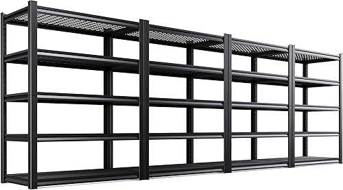 Miniatura 28 de Estantería de garaje de 71 pulgadas de alto, estantes de almacenamiento de 5 niveles, metal resistente, estante ajustable de acero para almacén,