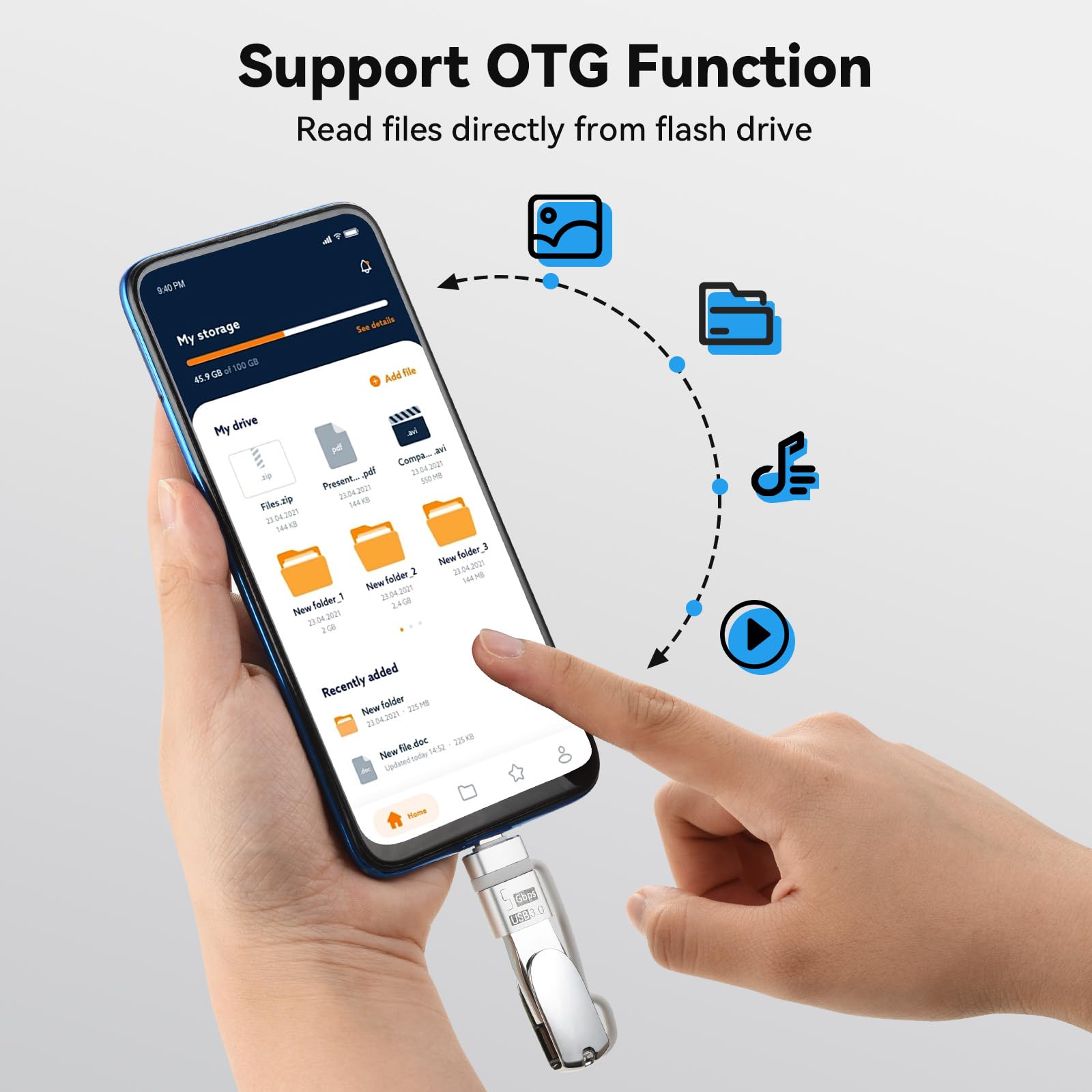 ELUTENG Adapter USB-C na USB-A (4 sztuki), Adapter Typ-C na USB 3.0 OTG z przewodem antyutratowym, kompatybilny z iPhone 16/15 Pro Max, MacBook, Samsung Galaxy S25/S24
