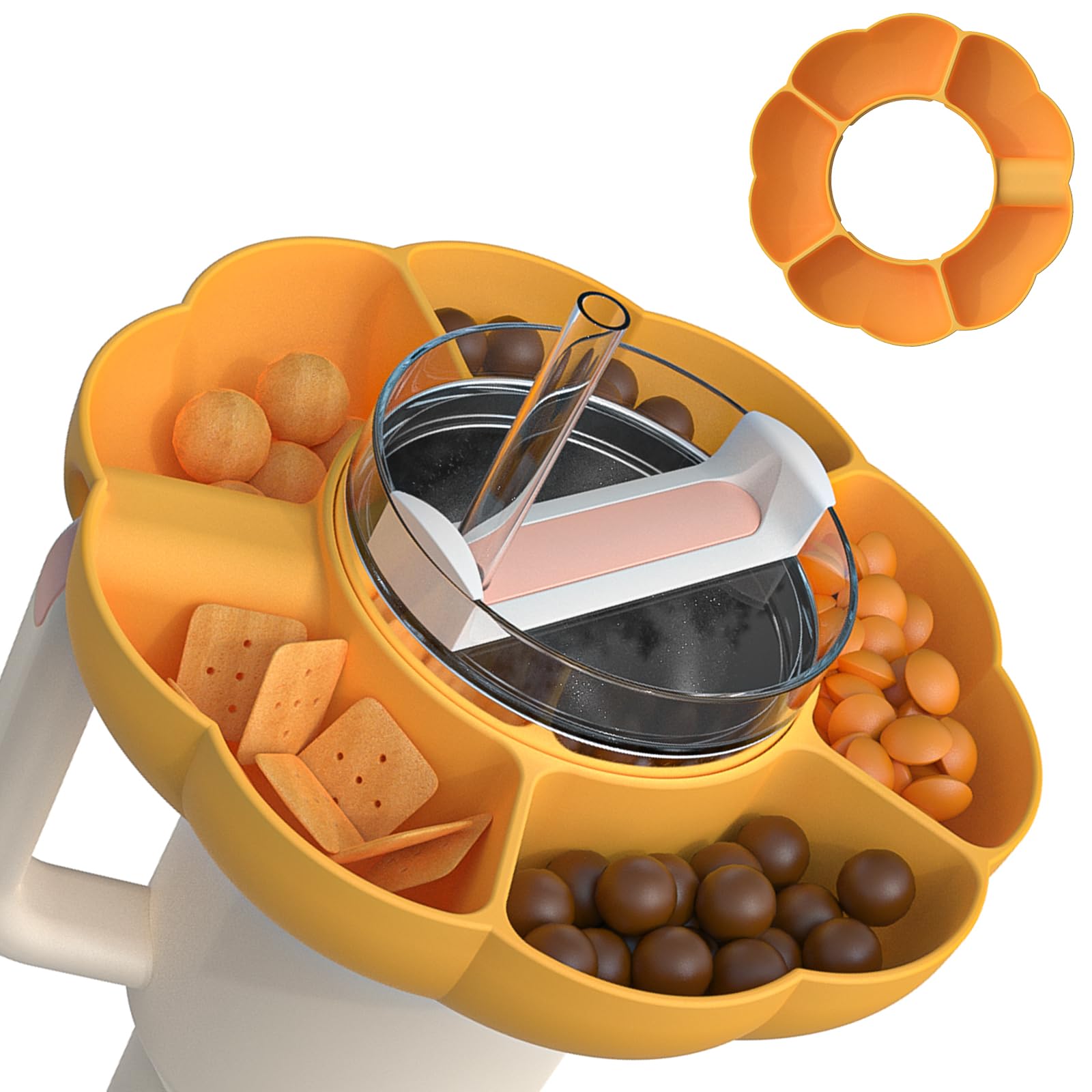 Airboat Snack Tray Bowl for Stanley 40oz Tumbler with Handle, Silicone