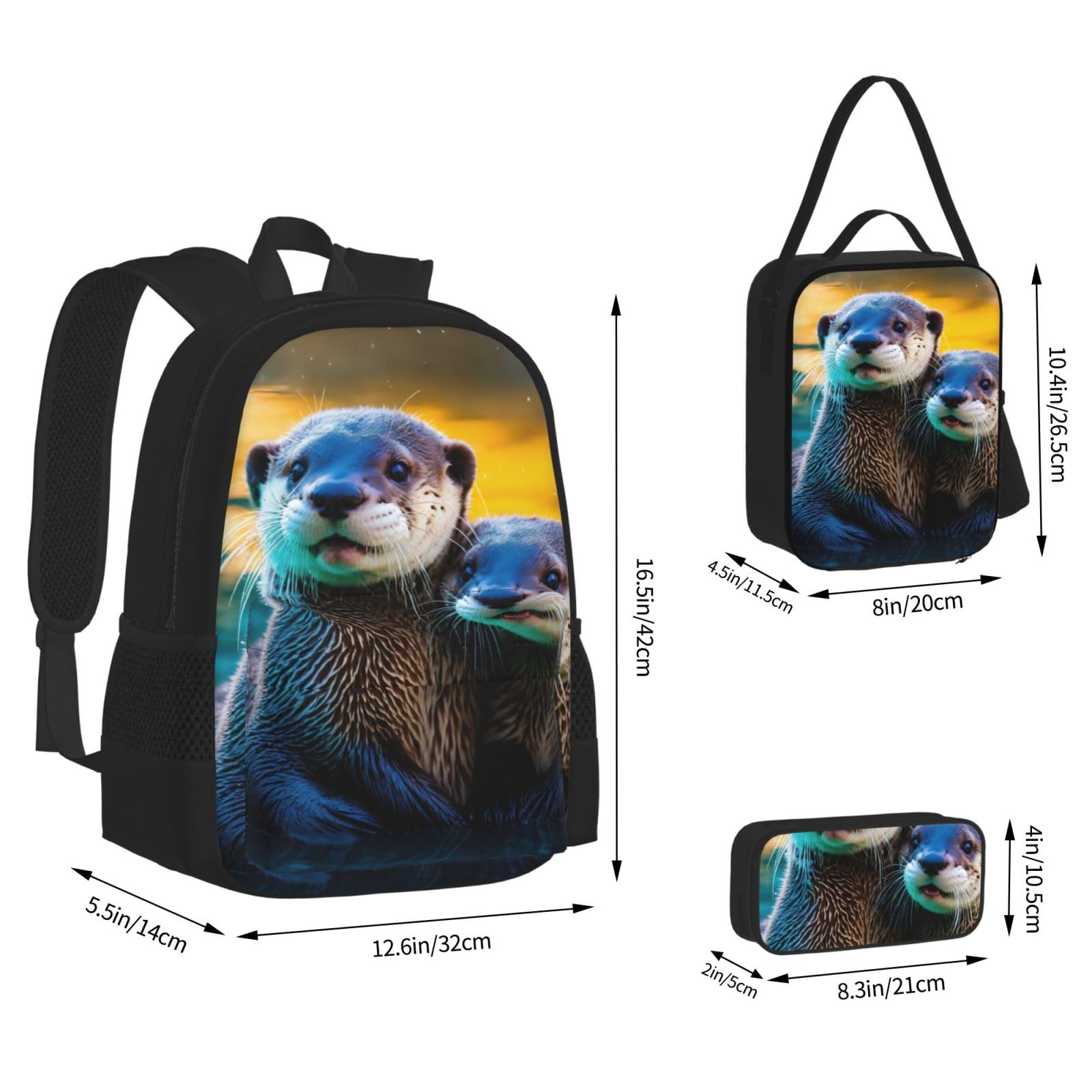 Zaino, borsa portapranzo, astuccio, set da 3 pezzi, per lavoro e