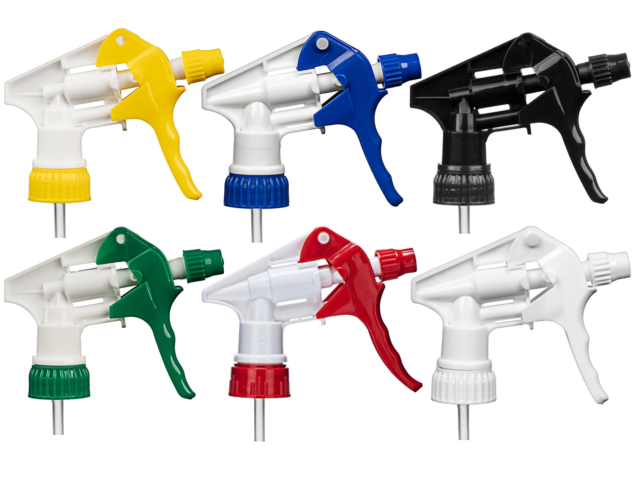 ljdeals 6 Pack Heavy-Duty Trigger Sprayer Replacement Nozzles, 6 Colors, Leak-Free, Chemical Resistant, Comfortable Grip, Fit 28-400 16oz/32oz Bottles, Multi-Purpose Tool for Cleaning, Gardening...