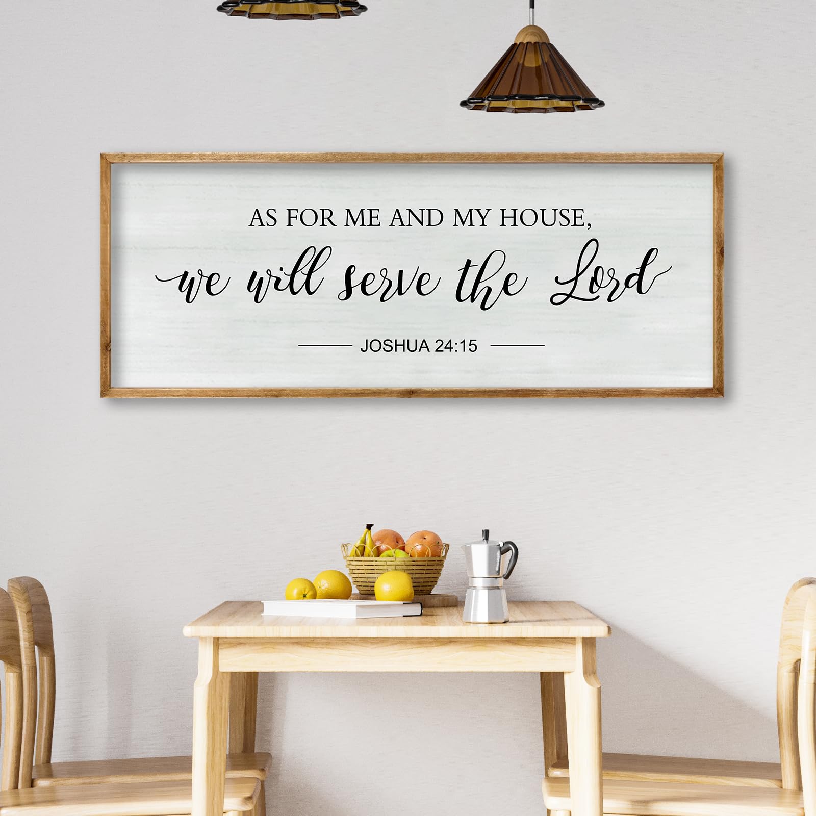 RLWangChao Decorazione da parete con cornice in legno "As for Me and My House We Will Serve the Lord", 81 x 30 cm, con cornice in legno, con dedica della Bibbia, da appendere (legno)