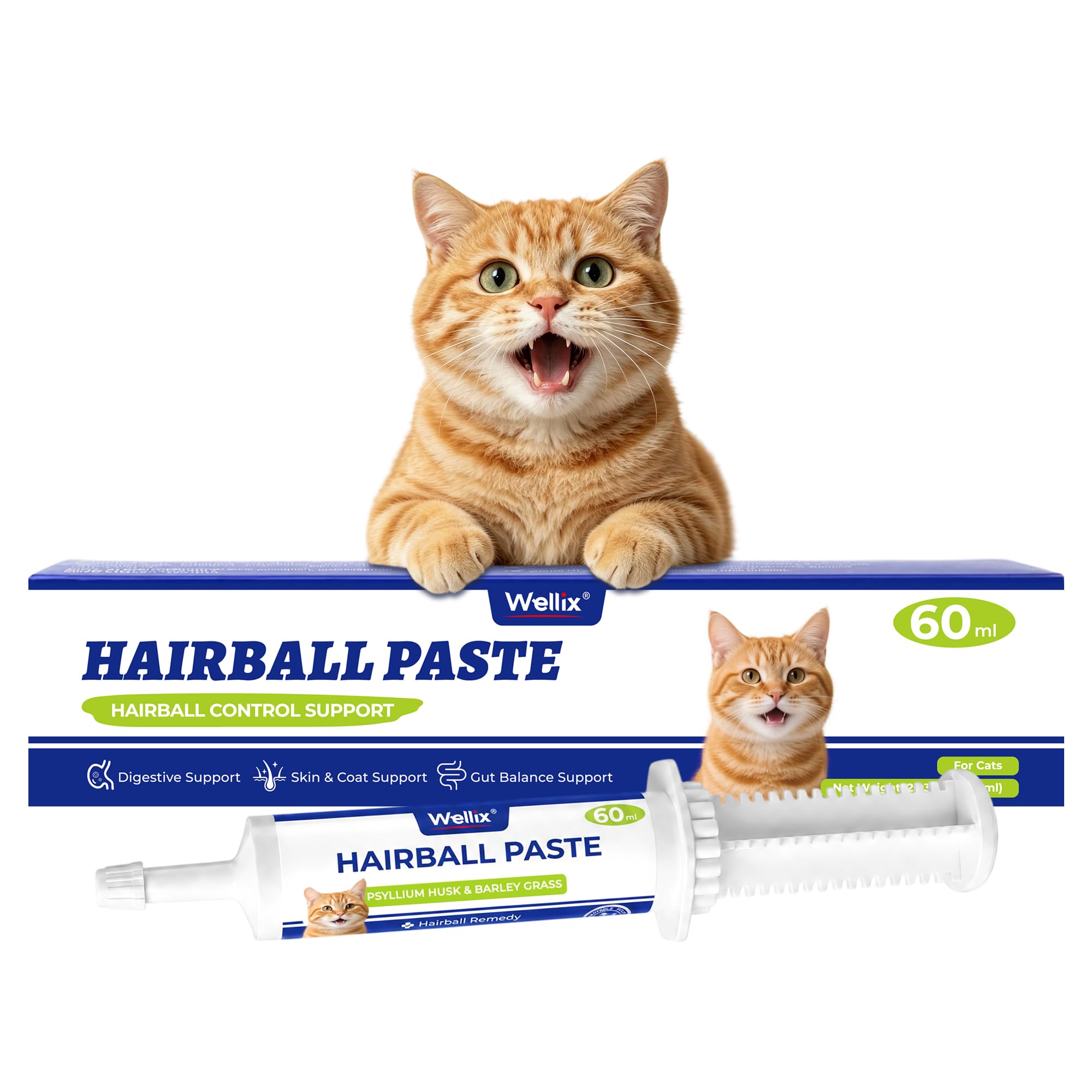 Wellix Cat Hairball Remedy Hairball Gel for Cats Hairball Control 60ml