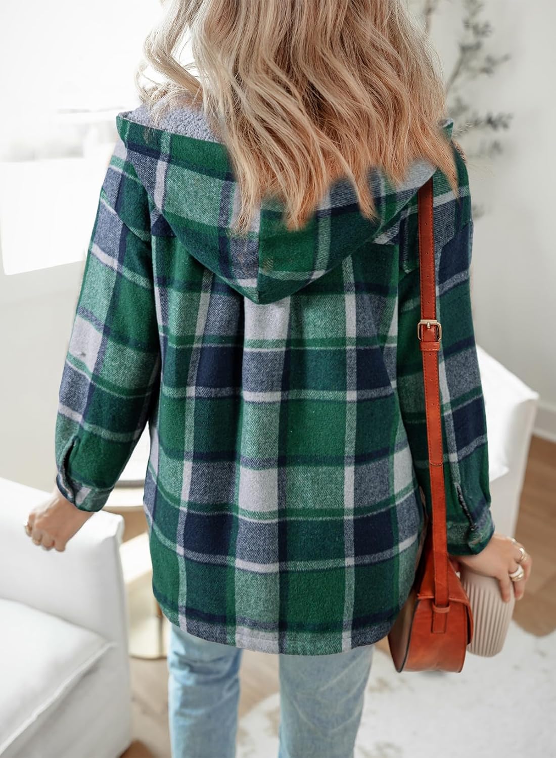 Dokotoo Women's Flannel Hooded Plaid 2026 Shacket Thick Coat Winter Coat for Warmth Button down Warm and Fuzzy Fleece Jacket - Image 5