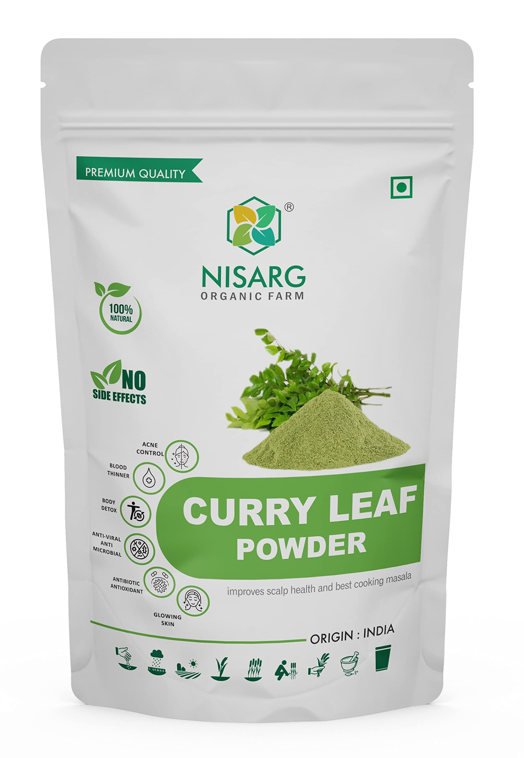 NISARG ORGANIC FARM Curry Leaves Powder I for Hair Mask I Hair fall & Dandruff Control, for Strong and Shiny Hair I Pure, Natural, and Organic I Sun Dried & Stemless I Skin & Face care (100 gm)-image-38