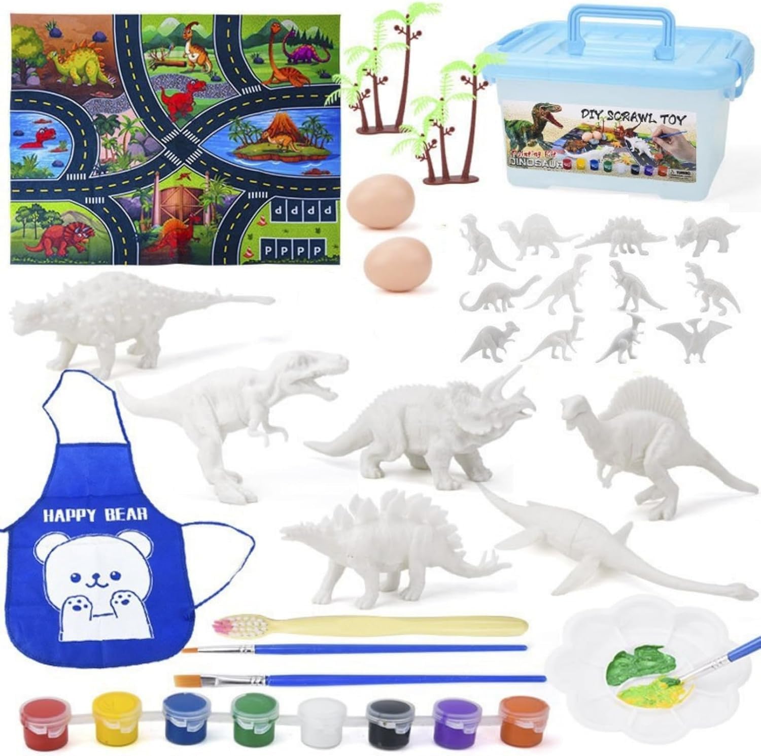 AM ANNA Dinosaur Painting Kit, kids arts and crafts set, Dinosaurs Toys for Kit Boys & Girls, DIY Dinosaur Painting Toys for Age 3 4 5 6 7 8 Gift Easter Party Favors(31 Pcs)