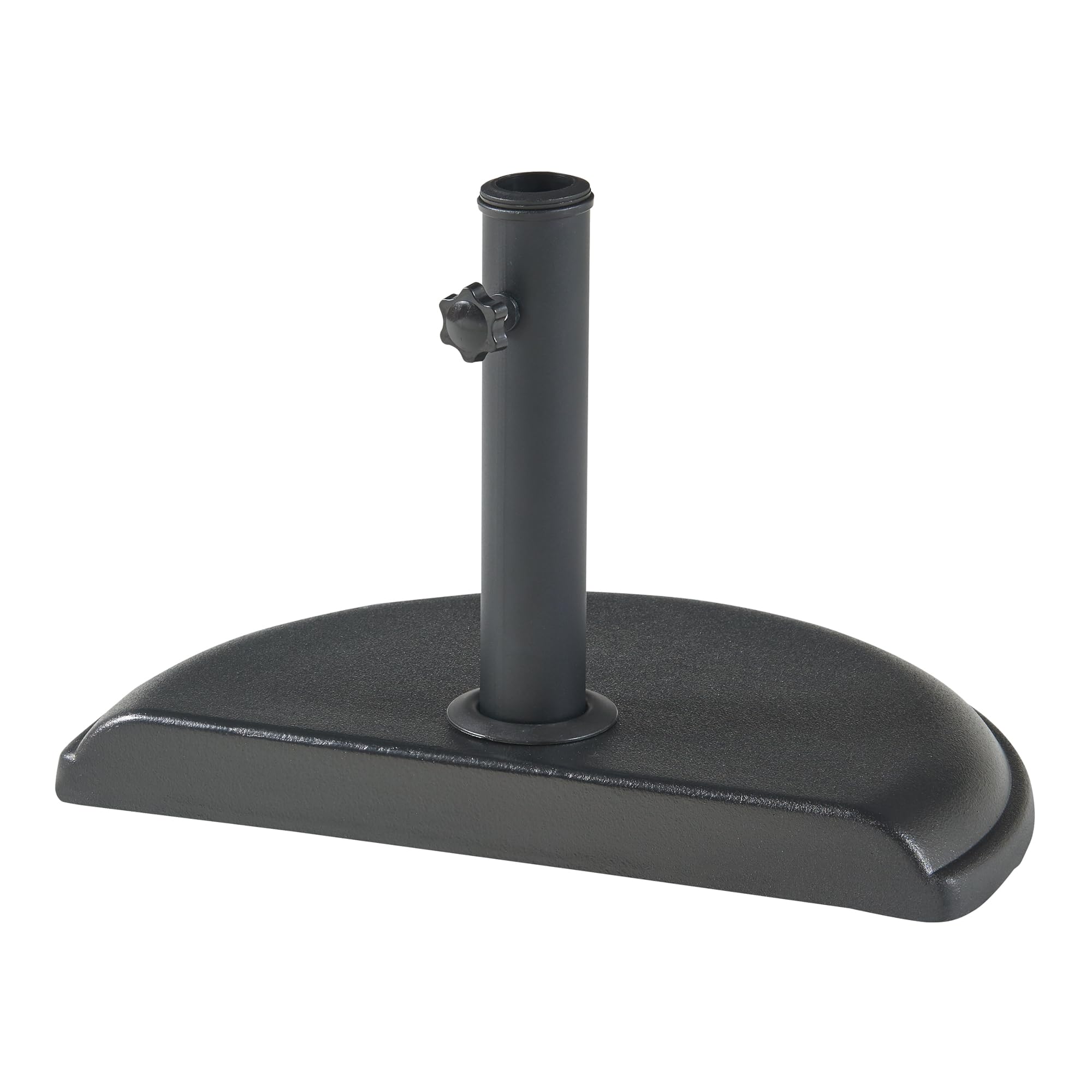 casa.pro stojak na parasole Bisenti stojak na parasol betonowy stojak na parasole Ø 33/37/41/48 mm 45 x 29 x 4,5 cm półokrągły wraz z adapterami czarny