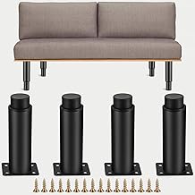 Jttxiu 4 Pièces Pieds de Meubles Réglables, Pieds de Table en Métal Noir, Pieds Réglables en Hauteur 0-70 mm, Pieds de pour Meuble Cuisine, Armoires, Lit Pieds (12-19CM)