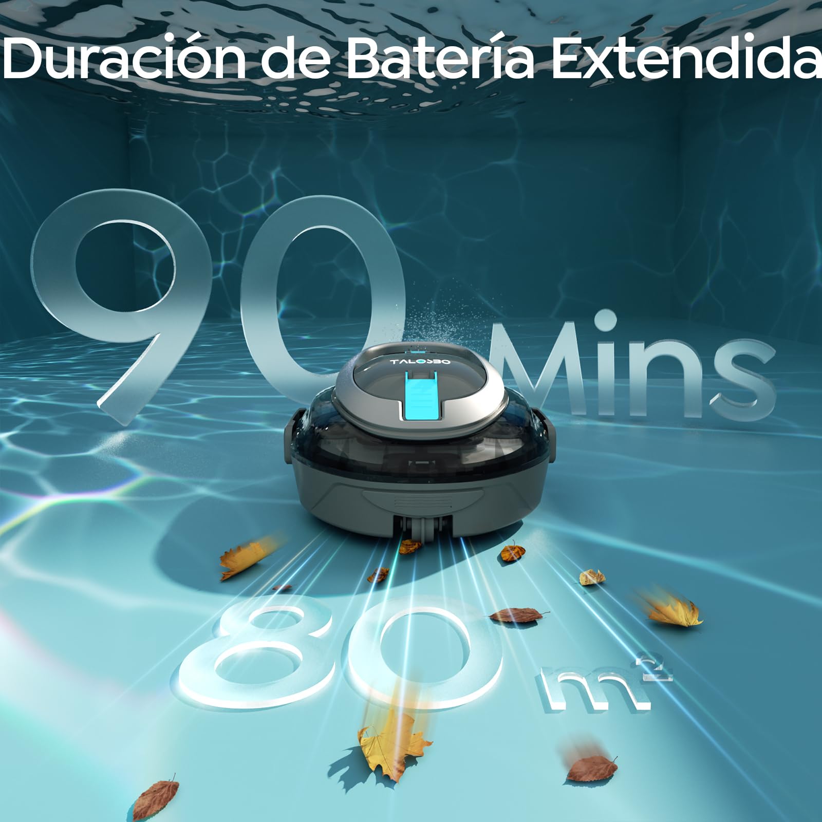 (2026 Nuevo) TALOSBO S2 Robot Piscina,Doble Filtración,90 Min de Limpieza Robot Limpiafondos Piscina Sin Cable,Doble Motor, Carga en 2.5h,Autoaparcable,para Piscinas Elevadas 85 m²