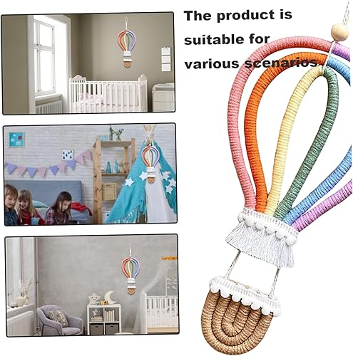 Miniatura 2 de Decoración de cuarto de bebé, macramé arcoíris para colgar en la pared, globo de aire caliente, decoración de pared de macramé para colgar en la