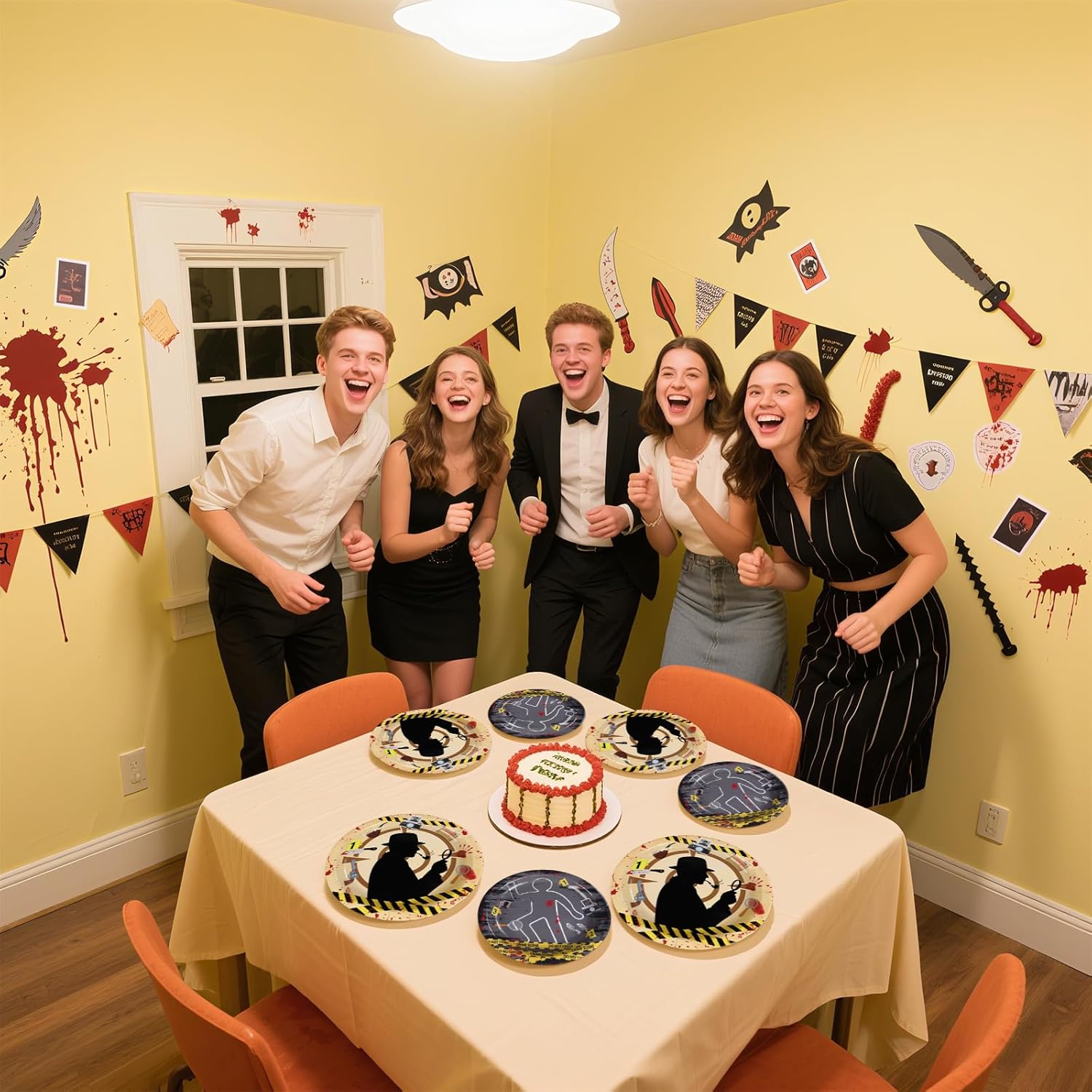 96Pcs Murder Mystery Themed Party Supplies Top Secret Plates and Napkins Secret Agent Spy Detective Tableware Sets for Halloween Crime Scene Escape Room Kids Birthday Party Decorations Favors Serves24