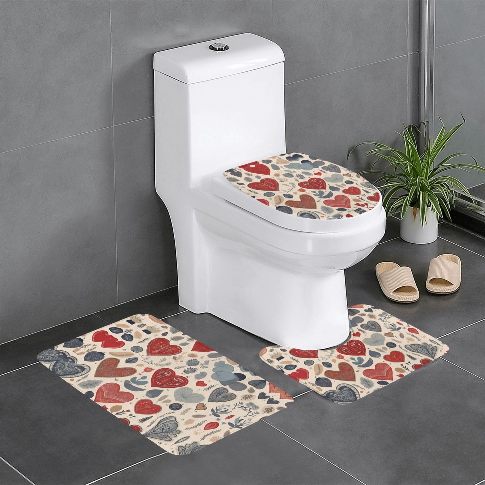Tapis de salle de bain rectangulaire en U et O 61x40.6cm WHJDPP 3pcs