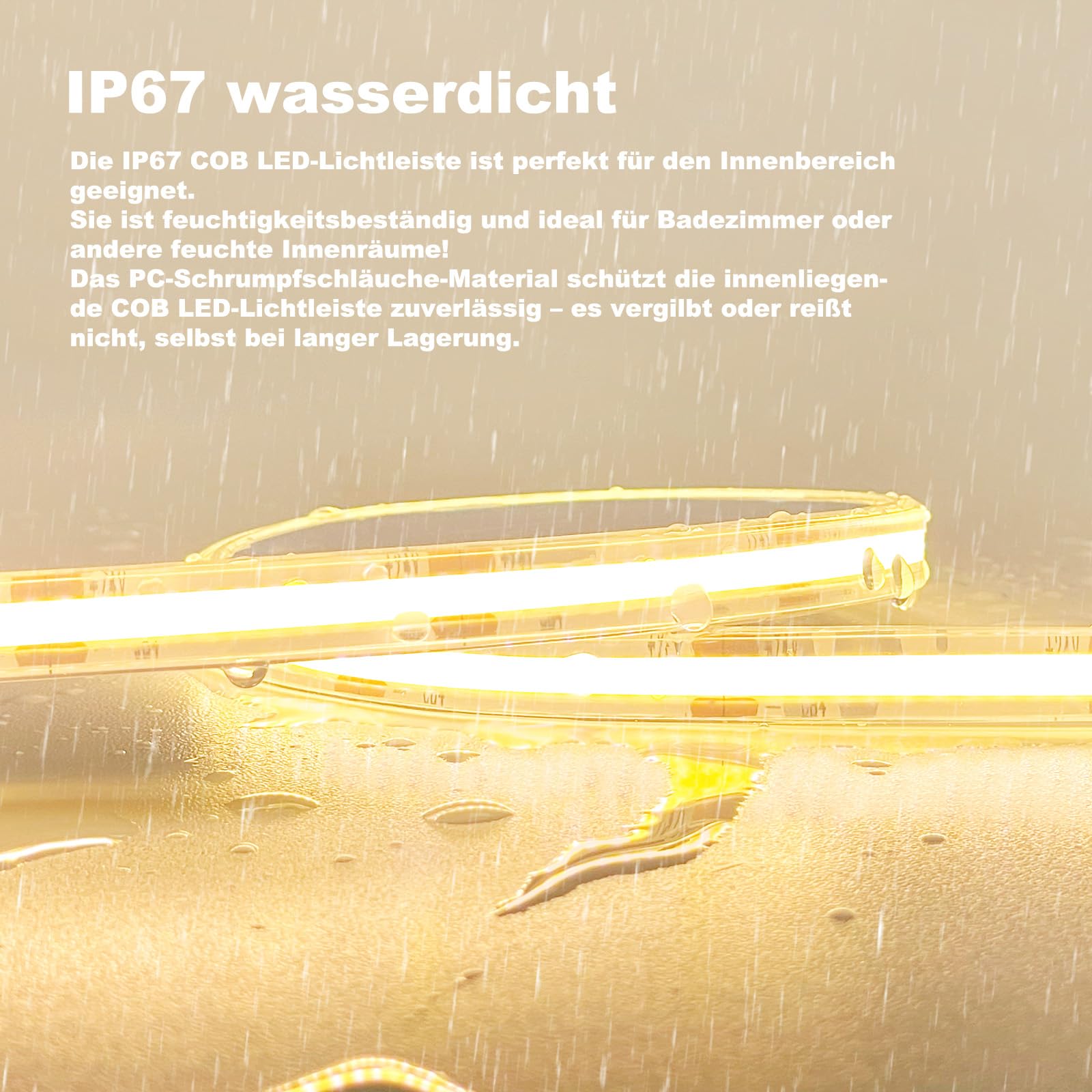 COB LED Streifen Aussenbereich 6M Warmweiß IP67 wasserdicht | Outdoor 24V dimmbar mit App&Fernbedienung,Außen Lichtband Selbstklebend, für Garten,Terrasse,Pavillon,Weg,Traufe Deko,Pool