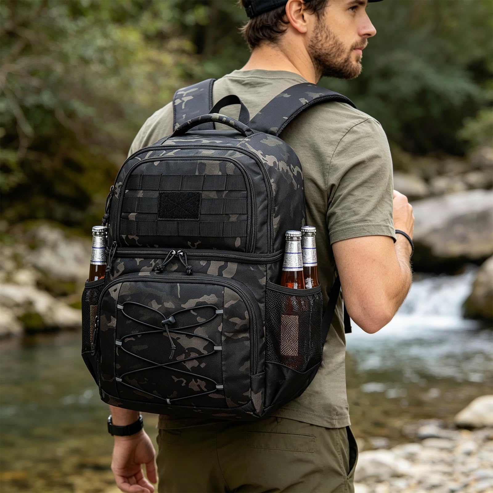 Mochila Nevera Táctica 20L Mochila Termica Pequeña con doble compartimento para hombre y Mujeres Prueba de Fugas Bolsas Isotermica para Trabajo , Playa, Picnics, Campingaz, Camuflaje