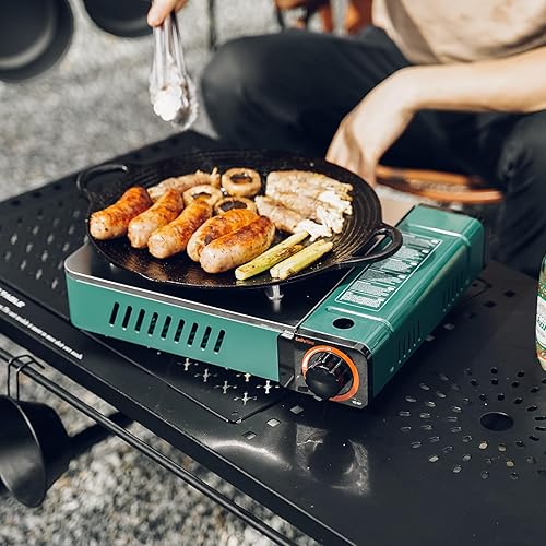 Miniatura 7 de ONLYFIRE OUTDOOR LIVING Estufa de gas butano con funda de transporte, estufa portátil para campamento, control de calor preciso, estufa de