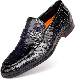 Formal Leather Men's Dress Loafer Classic Crocodile Printed Slip-on Penny Loafers Business Premium Shoes for Men