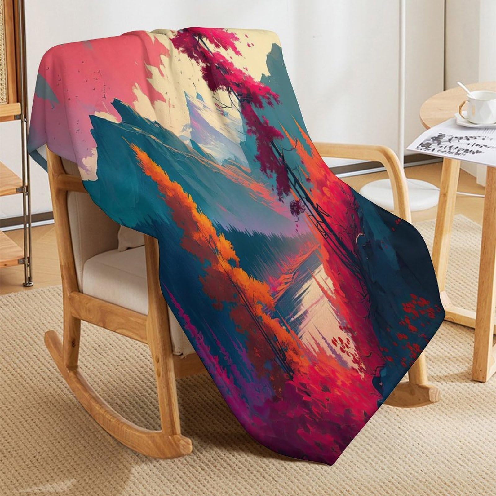 Couverture en Montagne majestueuse 3D Impression Chaudes Moelleuse Couverture en Polaire Flannel Légères Couvertures Toutes Saisons pour Voyager, Lit Ou Canapé （150×200cm）
