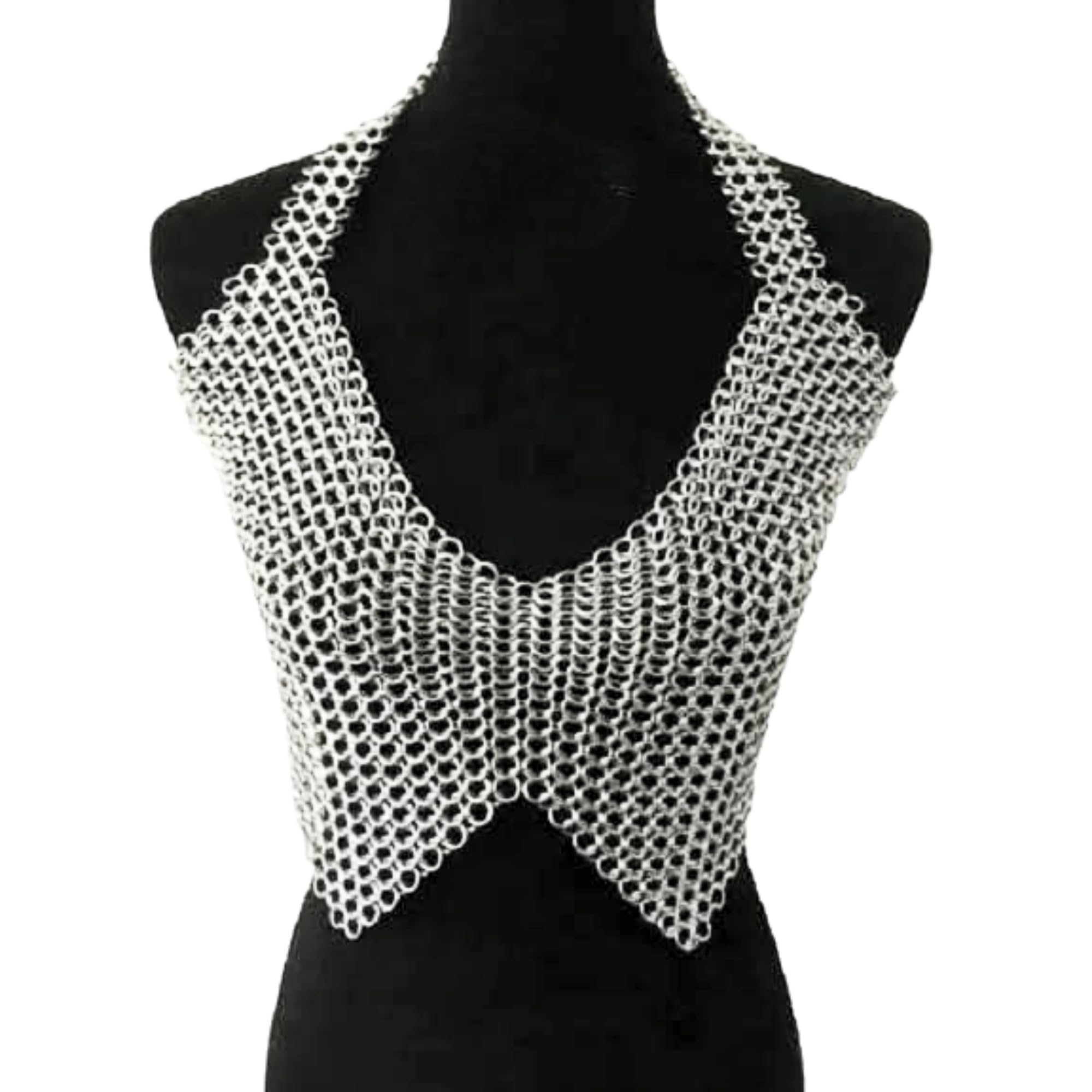 Medieval Chainmail Halter Top for Women, Silver 9mm Metal Rings Armor Bra, LARP & Renaissance Costume Accessory-image-45