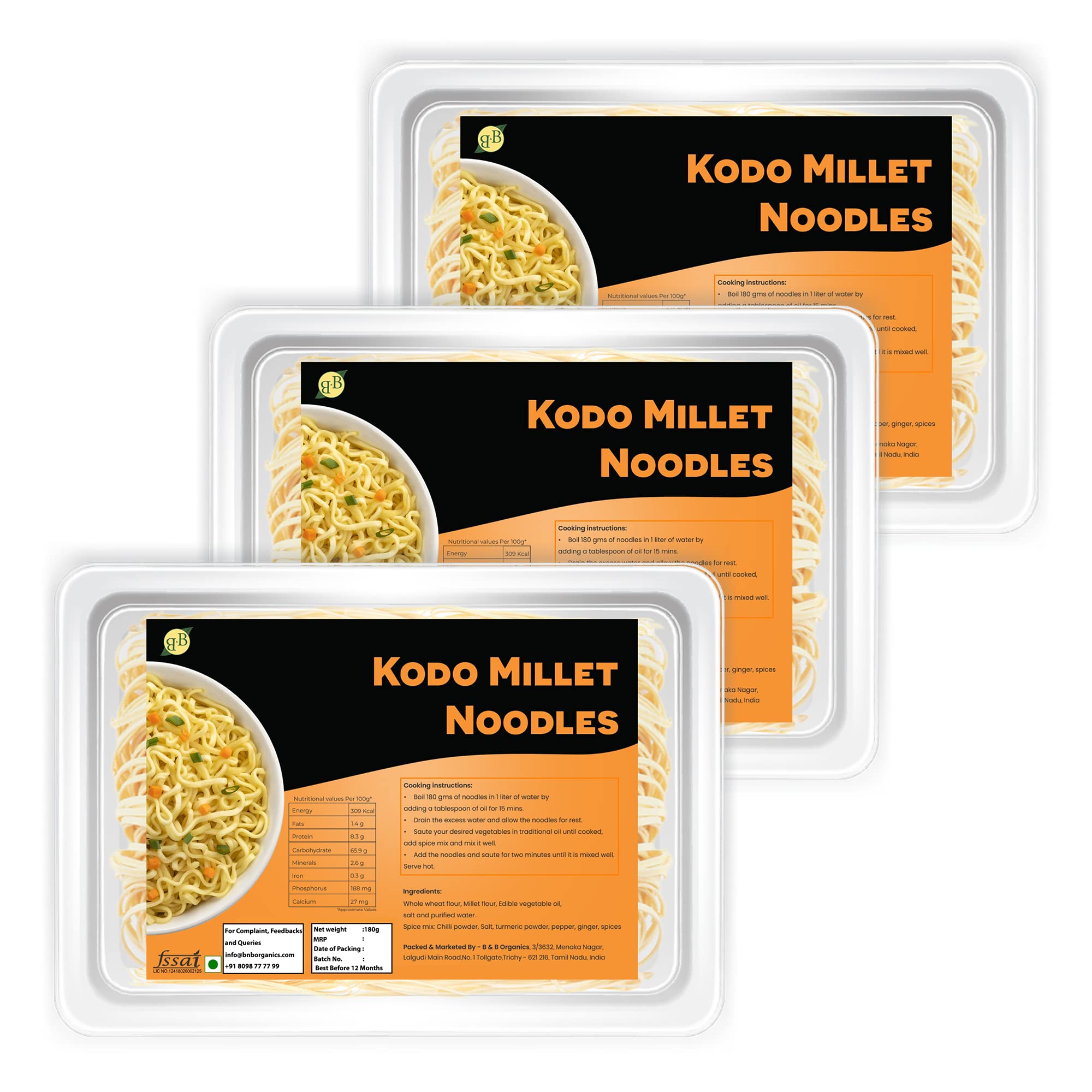 B&B Organics Kodo Millet Noodles(180g)- Pack of 3 /Traditional Millet Noodles/Varagu Noodles (B08333VPZR) Amazon Price History, Amazon Price Tracker