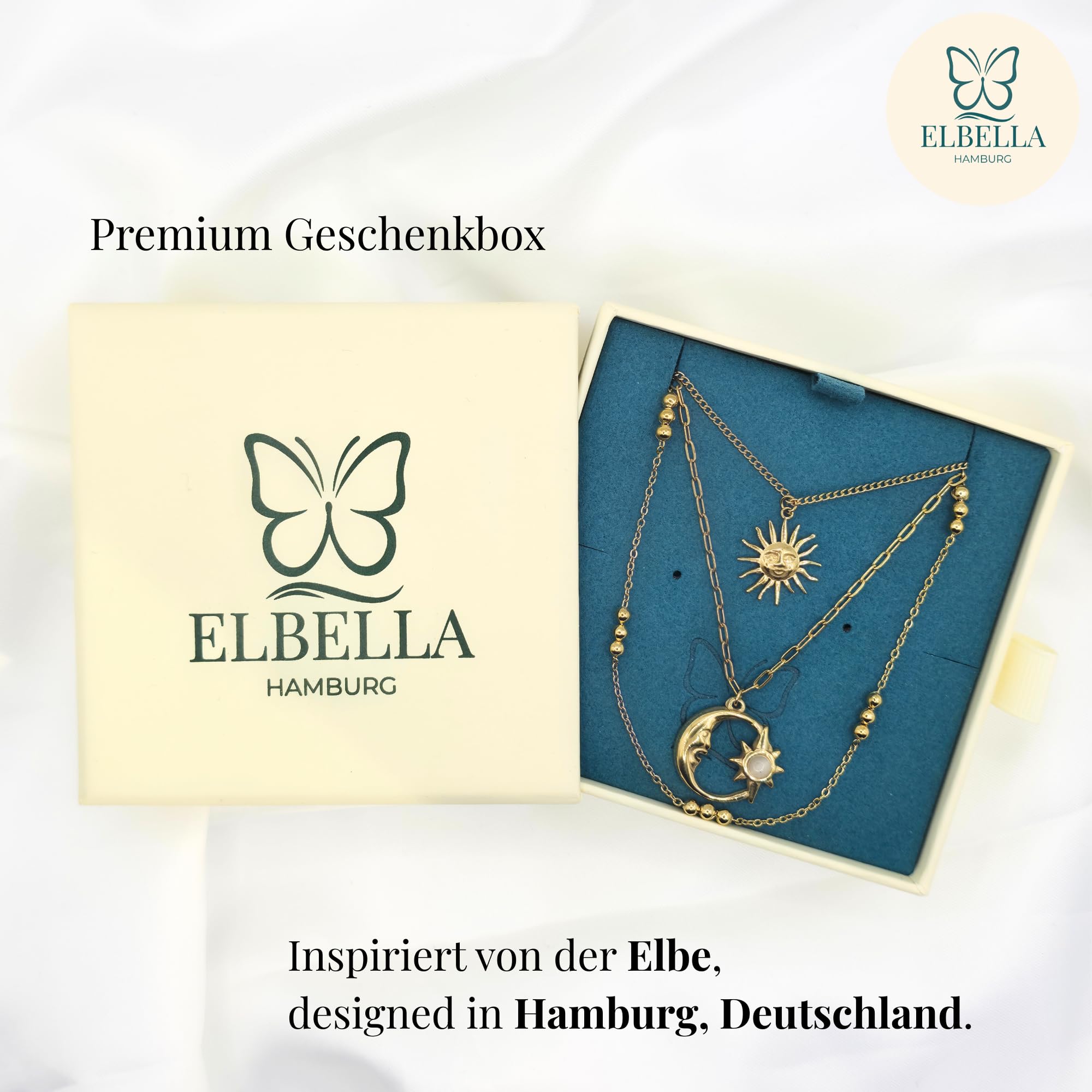 Halskette Damen Triple Gold & Silber aus Edelstahl – 3-Reihig Wasserfest & Verstellbar (Ein Verschluss) – Schmuck Geschenk für Frauen & Freundin – Freigeist-Kollektion