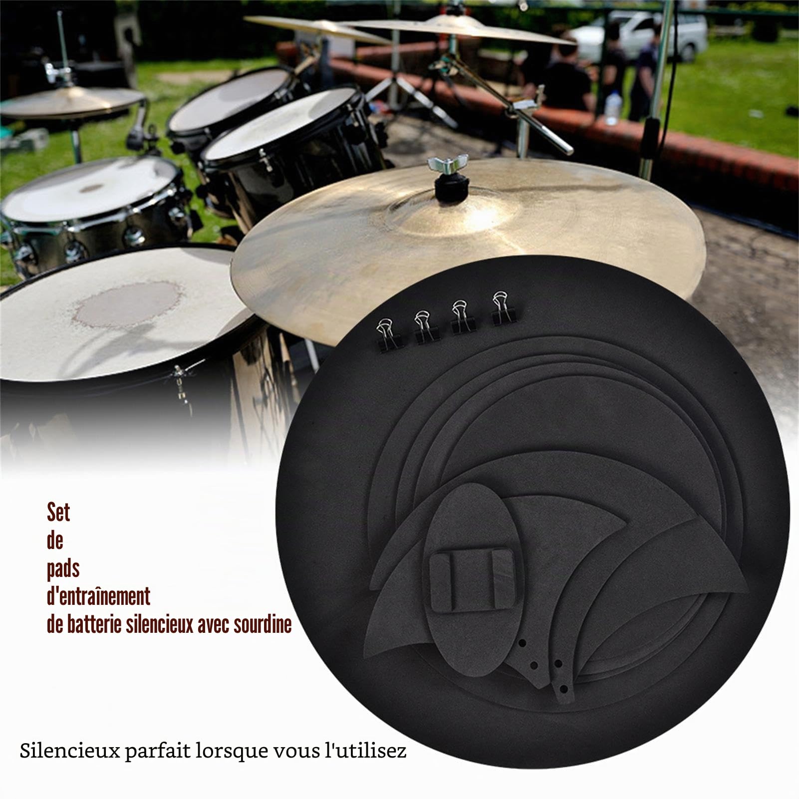 Drum Mute, Pad d'entraînement de Batterie, Bonne Acoustique, 10 Pièces pour la Maison