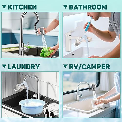 Miniatura 9 de CECEFIN Filtro de agua giratorio para fregadero - Sistema de filtración de agua de montaje en grifo, purificador de carbono reduce el 99% de cloro,