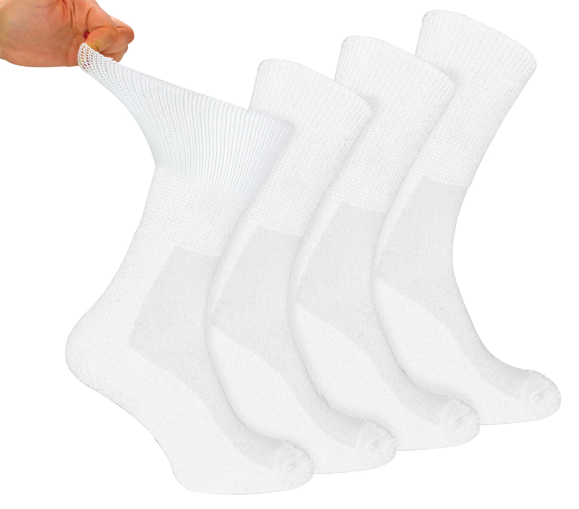 Dr.socks Men's White 4 Pair Multipack Bamboo Diabetic Socks Non Elastic Extra Wide Diabetic Socks For Swollen Feet (4-7, )