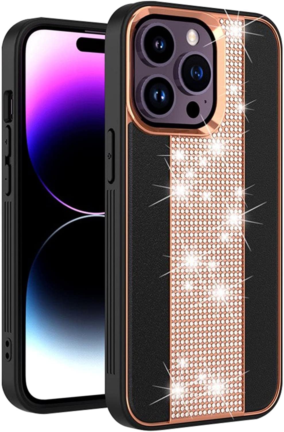 Coque iPhone 14 Pro Max luxe strass placage diamant etui givre chic - 7
