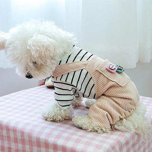 Miniatura 5 de Ropa de verano para mascotas, camisas a rayas para perros pequeños, elegante mono de dibujos animados, overol elegante para cachorros, ropa para