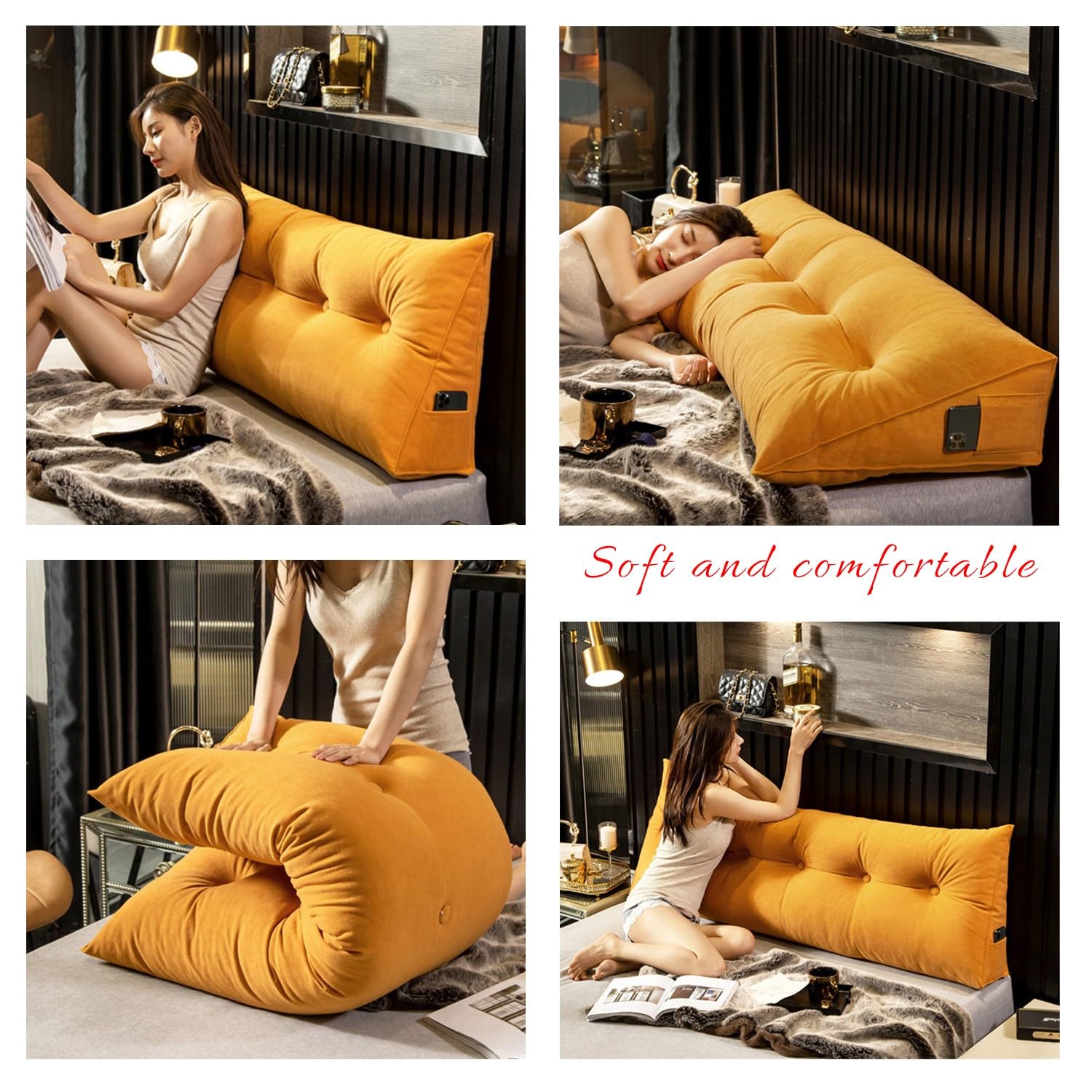 Viola 100cm Cuscino Triangolare Per Schiena E Gambe Viola, 100