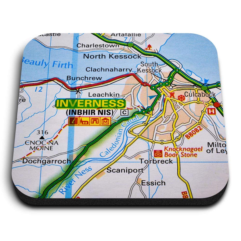 Destination Vinyl Ltd Multicolor 1 X Square Mdf Fridge Magnet - Inverness Travel Scotland Map Uk Gb 45409
